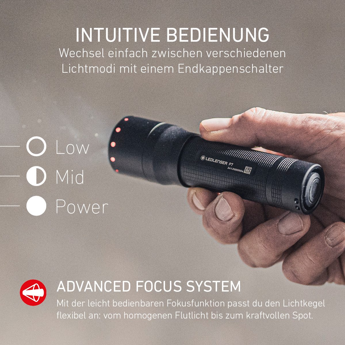 Lampe Torche LED Ledlenser P7 - 650 Lumens, Portée 400 M - IP54, 30h Autonomie - Piles AAA Incluses - Pour Camping, Randonnée, Bricolage