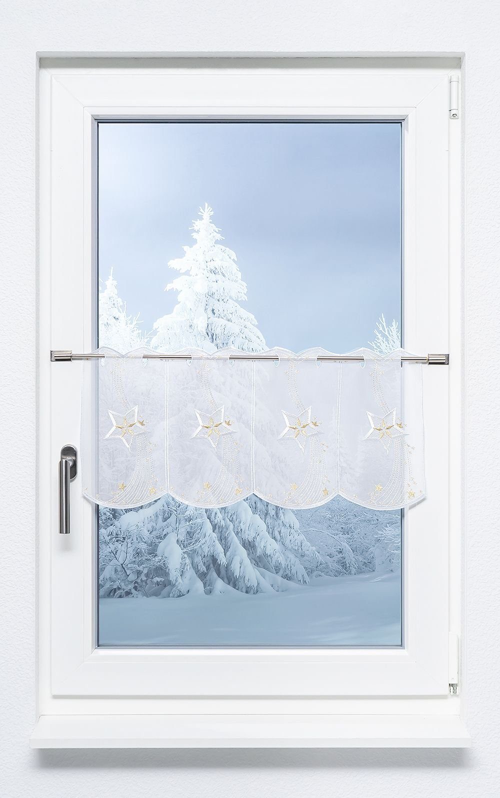 Plauener Spitze® Scheibengardine Schweifstern (1 St), transparent, HxB 29x4 günstig online kaufen