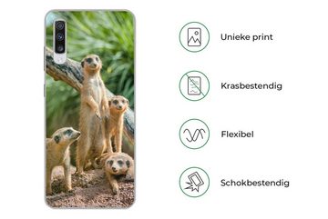 MuchoWow Handyhülle Erdmännchen - Familie - Tiere, Phone Case, Handyhülle Samsung Galaxy A70, Silikon, Schutzhülle
