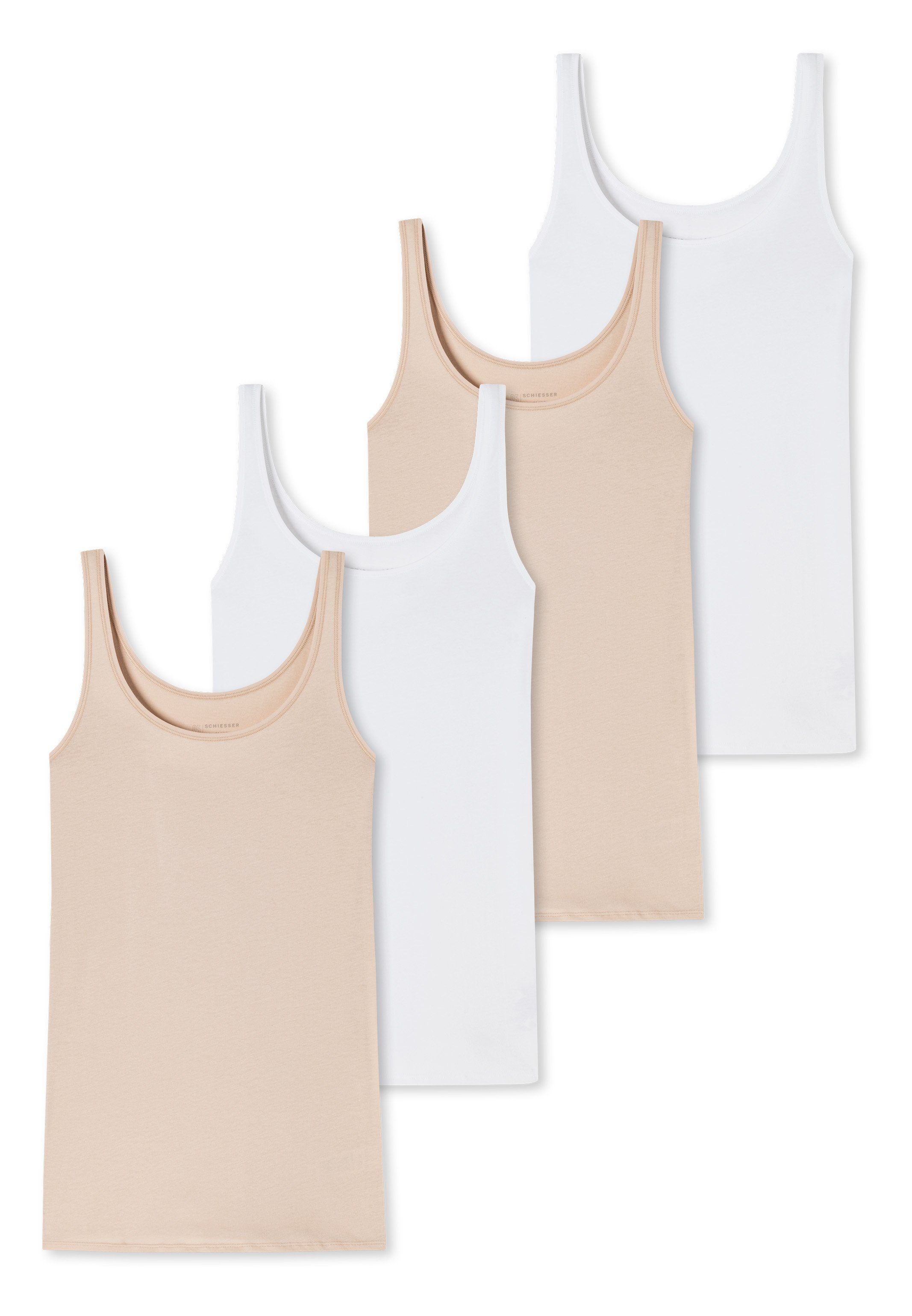 Schiesser Unterhemd 4er Pack 95/5 Organic Cotton (Spar-Set, 4-St) Unterhemd / Top - Baumwolle - Atmungsaktiv