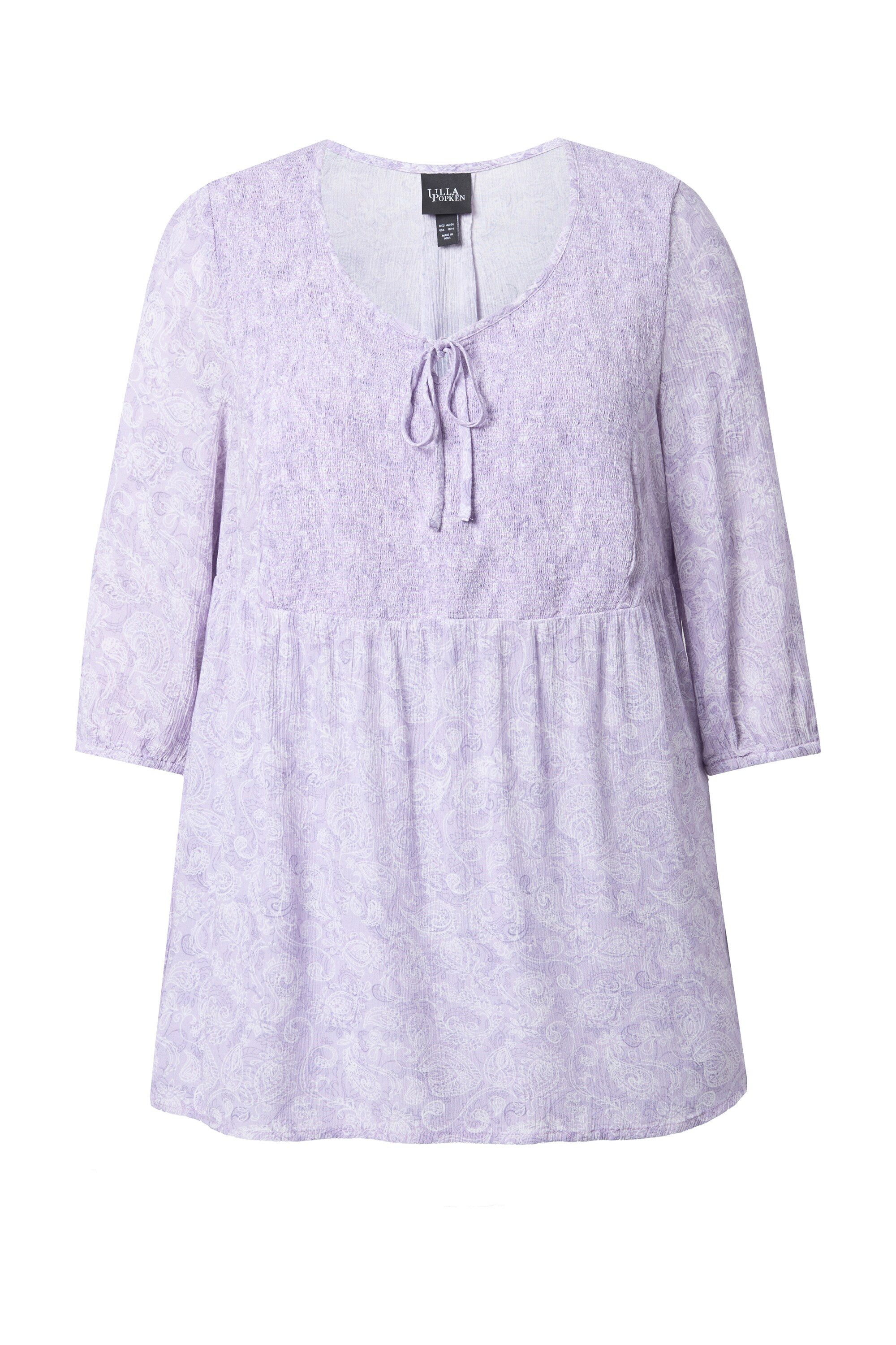 Ulla Popken Longbluse Smokbluse Bluse Rundhals 3/4-Arm Rückenfalte günstig online kaufen