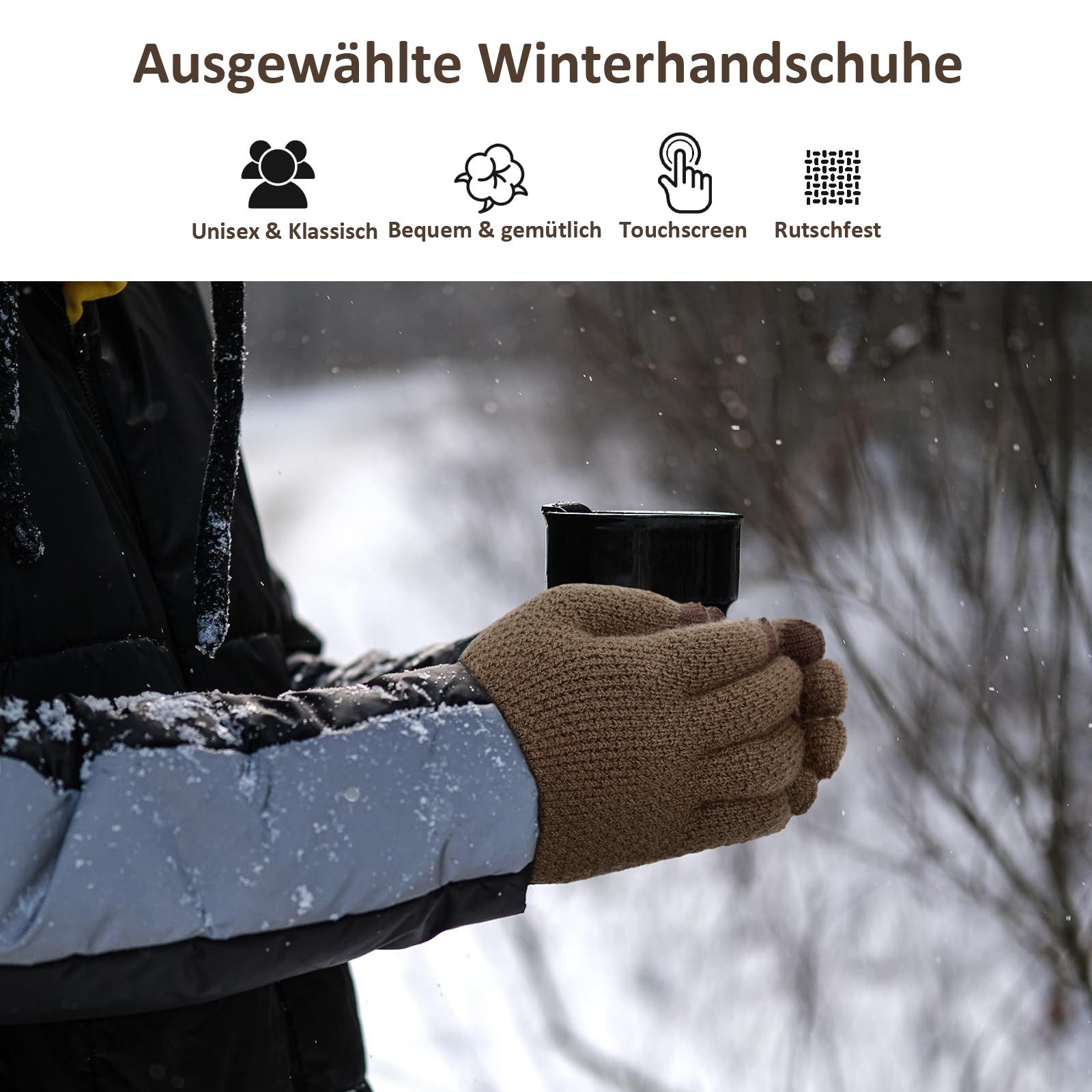 Coonoor Strickhandschuhe Outdoor-warme Strickhandschuhe mit Fleece, Touchsc günstig online kaufen