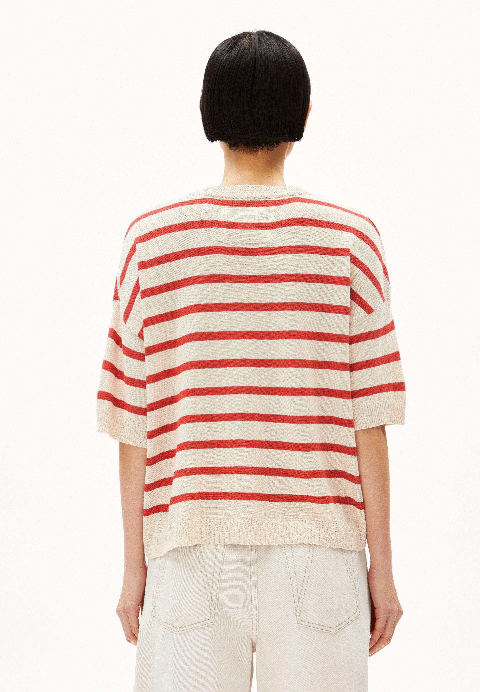 Armedangels Strickpullover LIZAA LINO STRIPES Strickshirt aus Leinen-Mix Relaxed Fit
