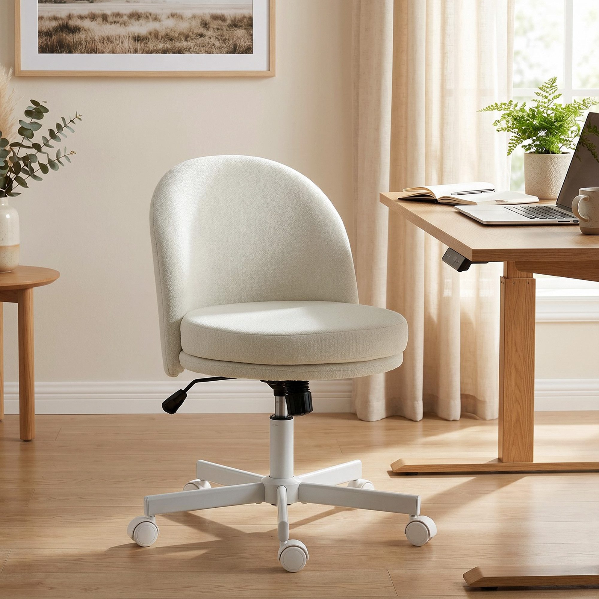 Bürostuhl Homeoffice Stuhl Schreibtischstuhl mit Chenille-Optik, Wippfunktion