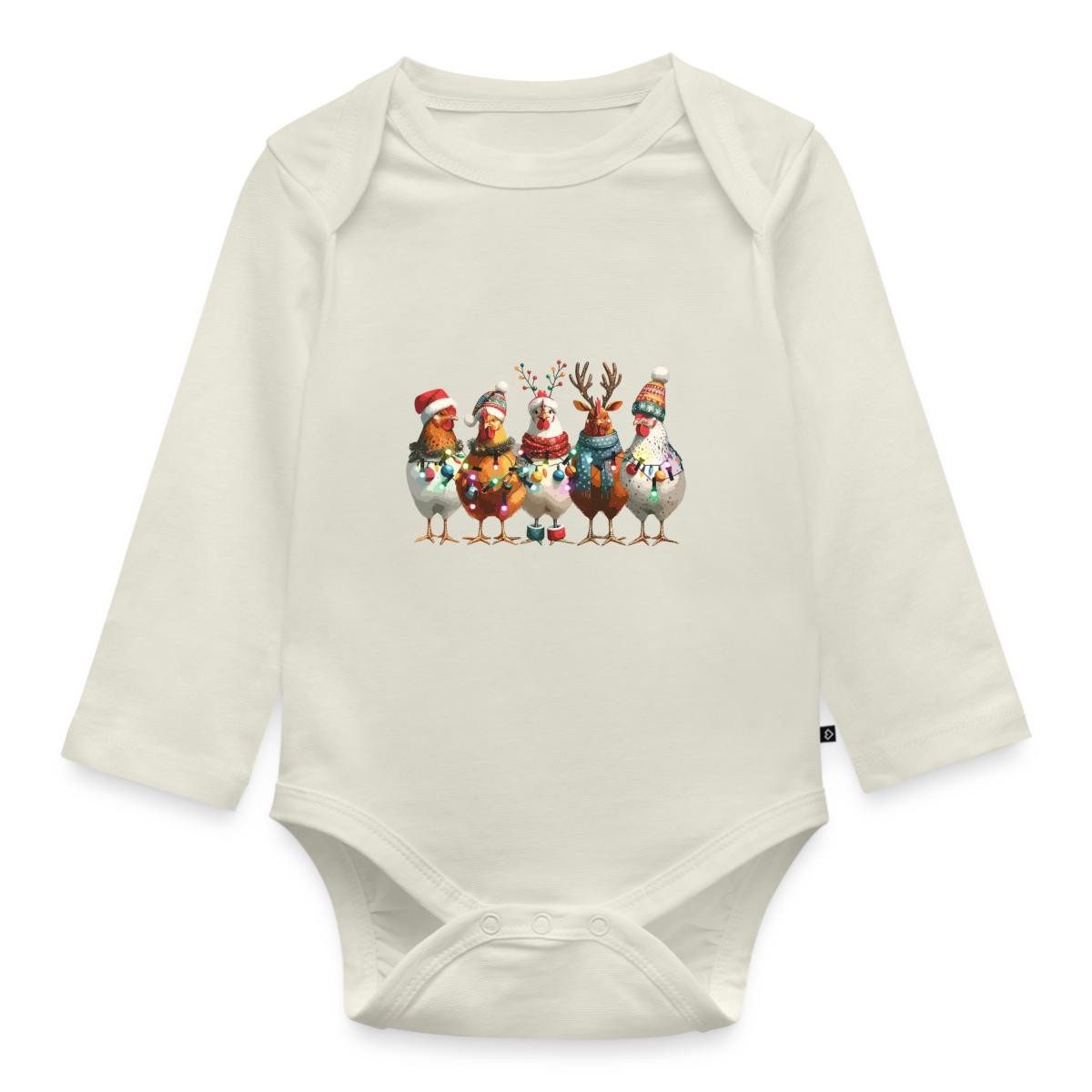 Spreadshirt Langarmbody Weihnachtliche Hühner Mit Lichterkette Tages Baby Body Langarm (1-tlg)