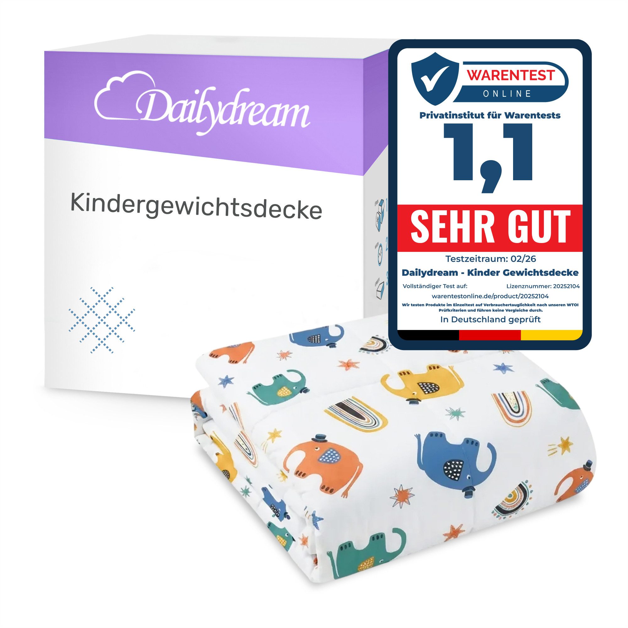 Dailydream Gewichtsdecke Kinder Therapie-Bettdecke, Baumwolle und Fleece, Füllung: Glasperlen, Gleichmäßige Gewichtsverteilung, doppelte Nähte, Handwäsche möglich