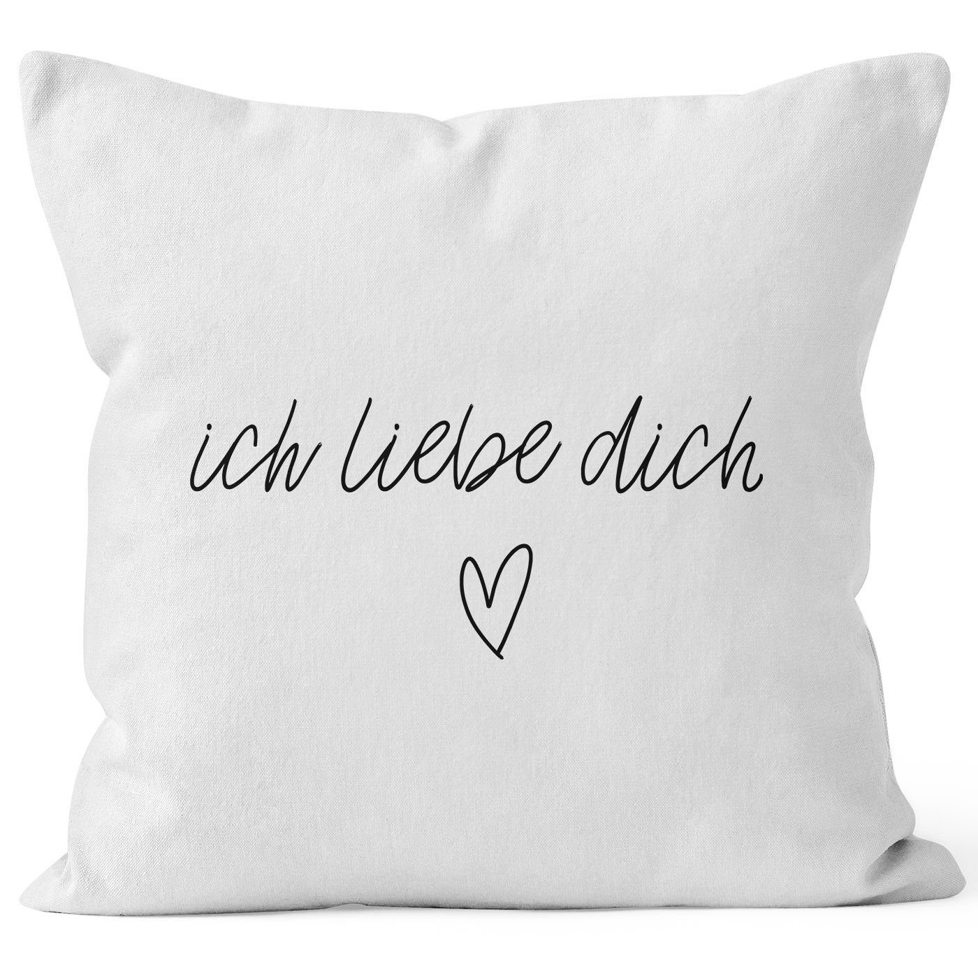 MoonWorks Dekokissen Kissenbezug Kissenhülle Ich liebe Dich Liebe Love Geschenk Deko-Kissen Baumwolle MoonWorks® weiß