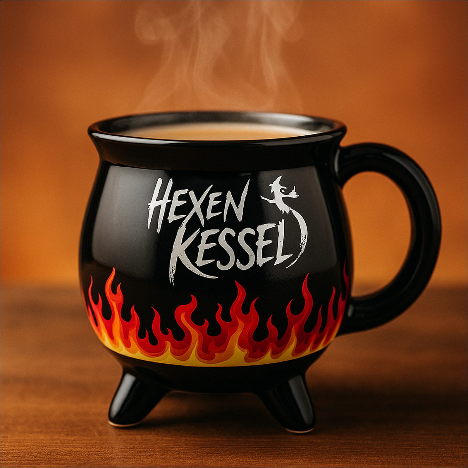 Gravidus Tasse Hexenkessel Becher schwarz mit Farbwechsel aus Steingut 350 ml, Steingut