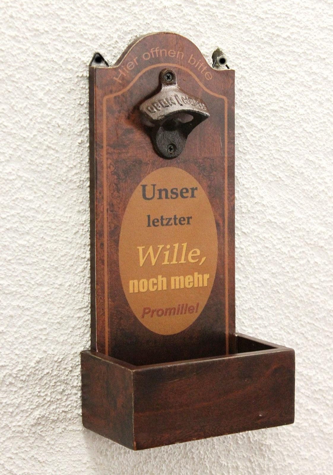DanDiBo Flaschenöffner mit Auffangbehälter Holz 5093 Bieröffner 32 cm Wandflaschenöffner