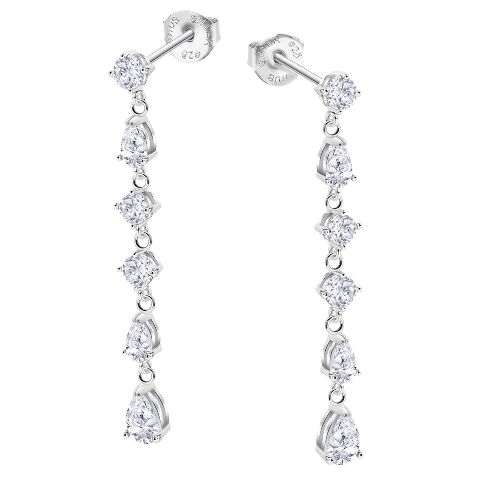 LOTUS SILVER Paar Ohrhänger LOTUS Silver Zirkoniastein 925 Silber (Ohrhänger), Ohrklemme Zirkoniastein 925 Sterling Silber, Farbe: silber
