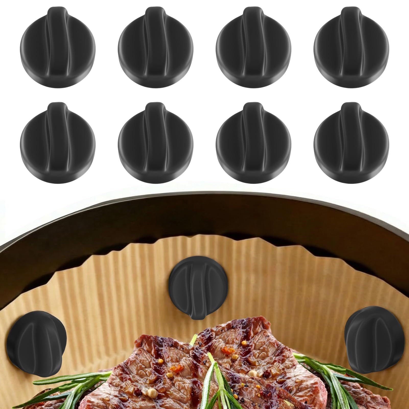 FOUORTUNATE-BEE Backpapier Airfryer Magnete Silikon 8er Set Backpapier Halter Zubehör, Silikon Magnete 8er Set für Airfryer Backpapier Fixierung