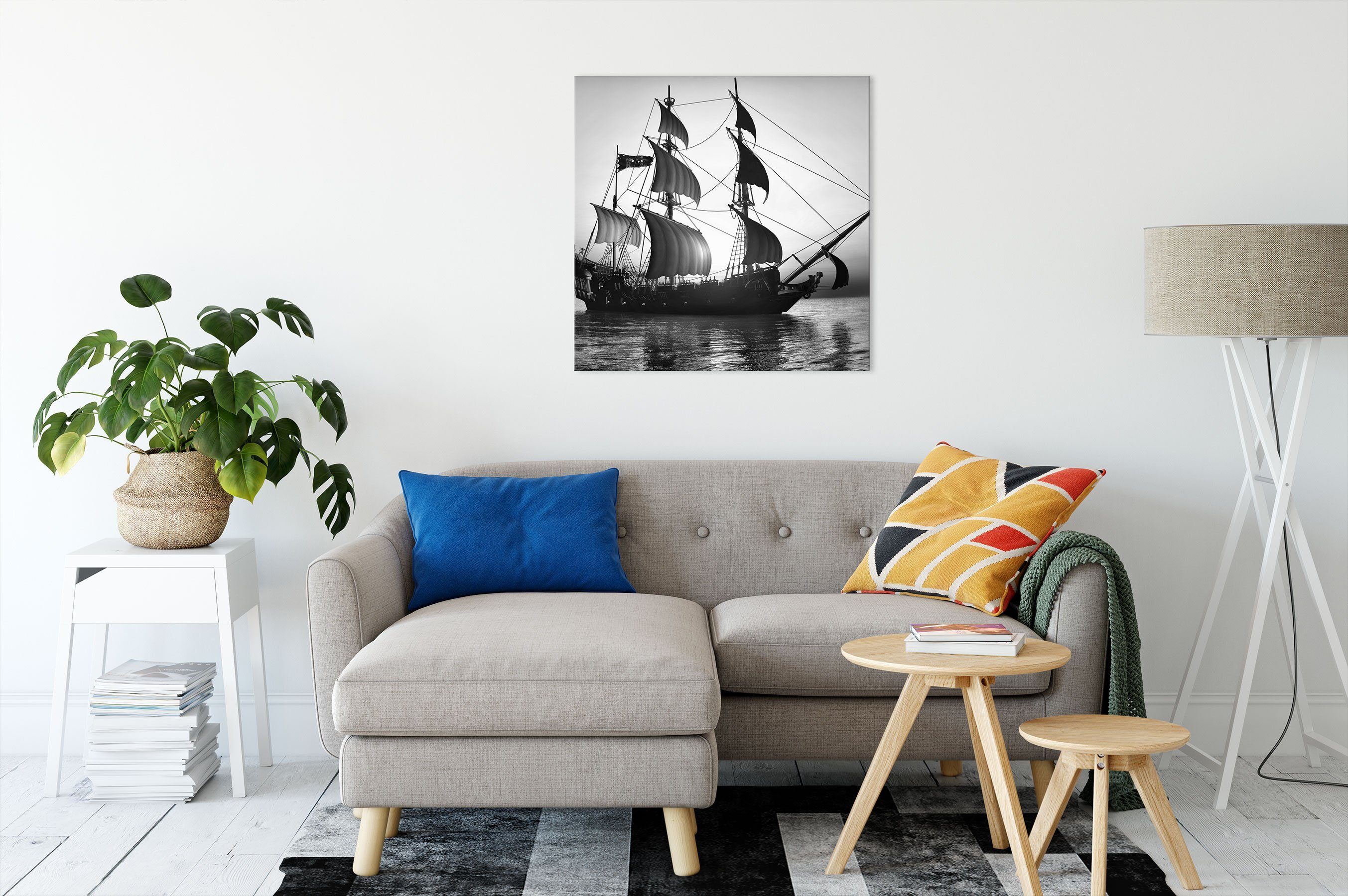 Altes Altes fertig Zackenaufhänger Leinwandbild Segelschiff bespannt, St), Segelschiff, Leinwandbild inkl. Pixxprint (1