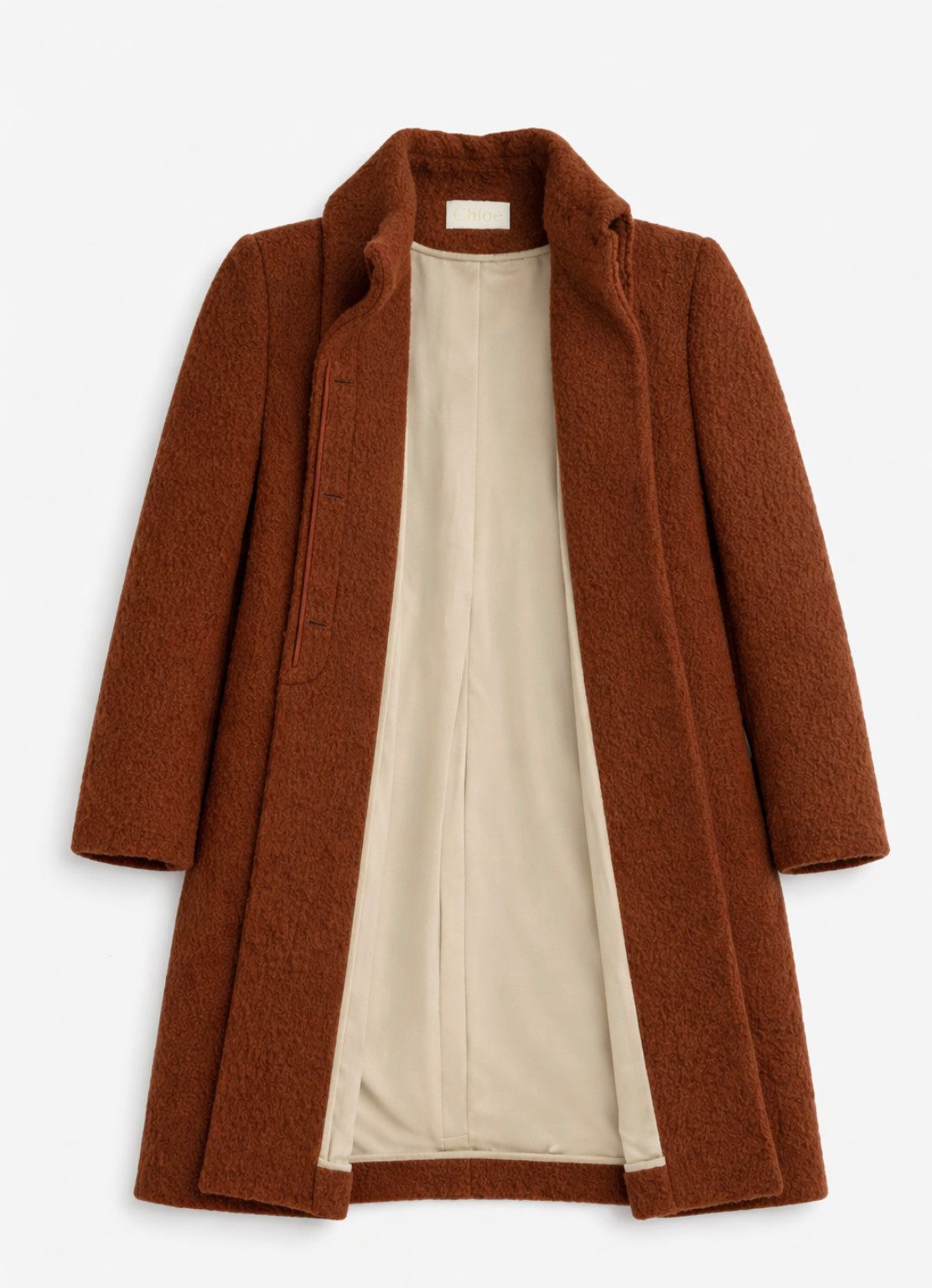 Chloé Wintermantel Jacke Französische Eleganz in terracottafarbener Crépon-Struktur Edle Crépon-Oberfläche mit charakteristischer Struktur