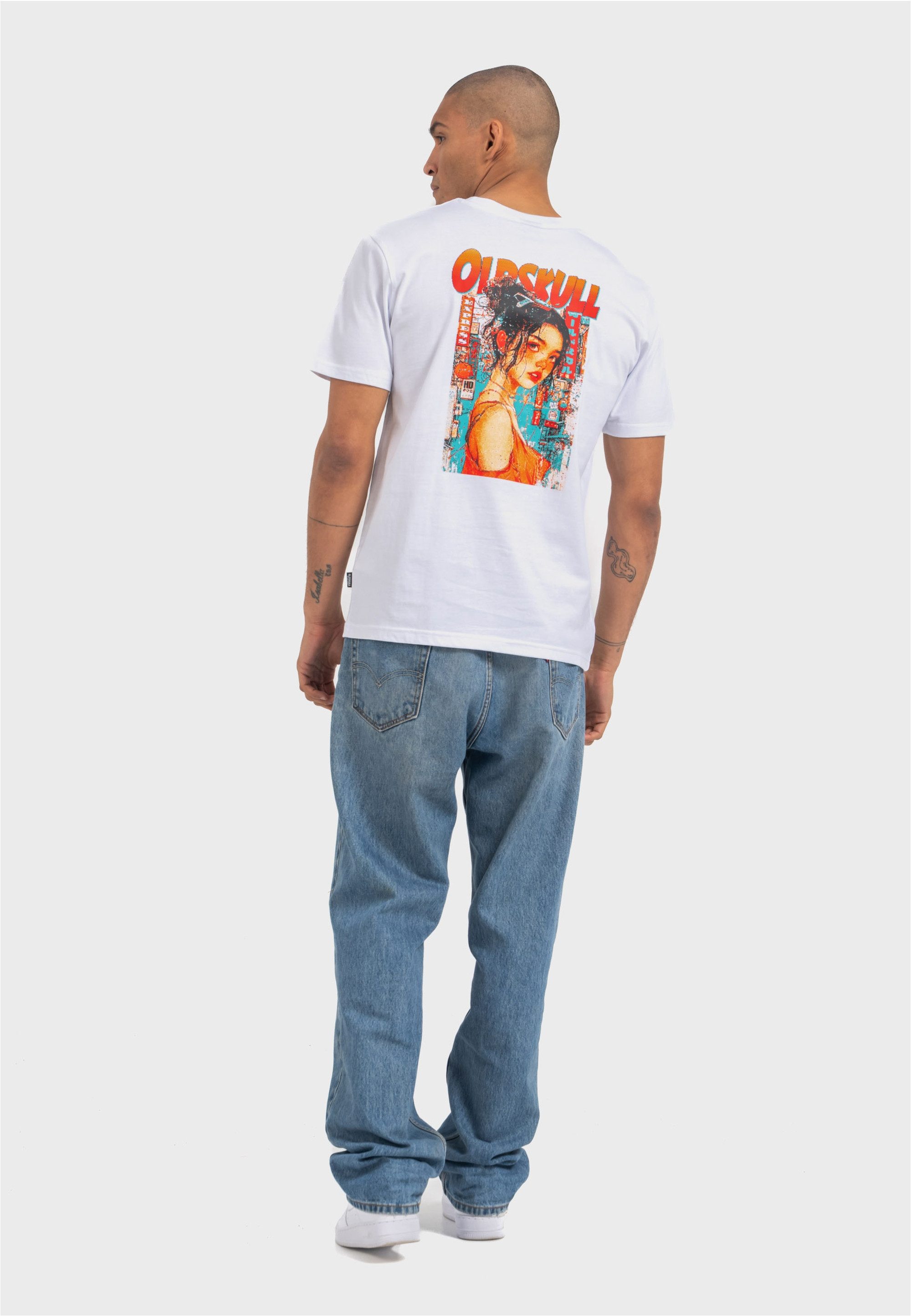 Oldskull T-Shirt Retro Pixel Lady Logo im zeitlosen Design mit Retro-Motiv
