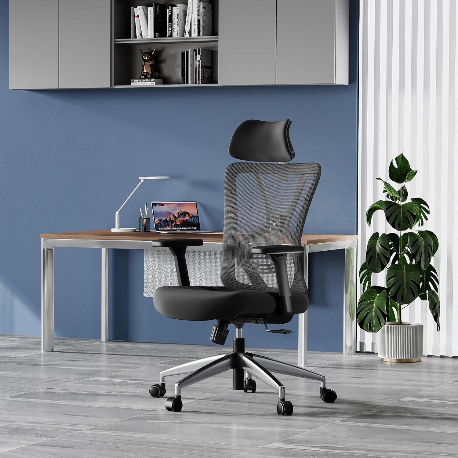 LuxusKollektion Bürostuhl Bürostuhl Ergonomisch mit Verstellbarer Lendenwirbelstütze, Kopfstütze