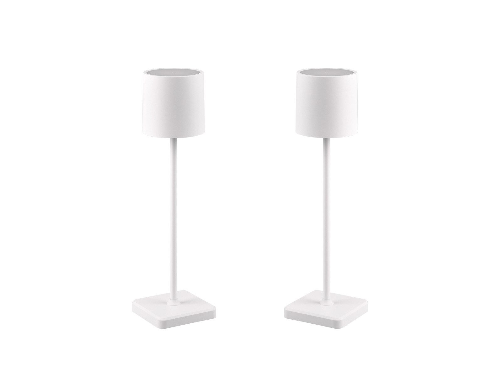 Reality Leuchten LED Außen-Tischleuchte, dimmbar, LED fest integriert, Warmweiß, Neutralweiß, Tageslichtweiß, 2er SET kabellos-e aufladbar-e Akku Outdoor ohne Strom-Kabel Weiß 38cm