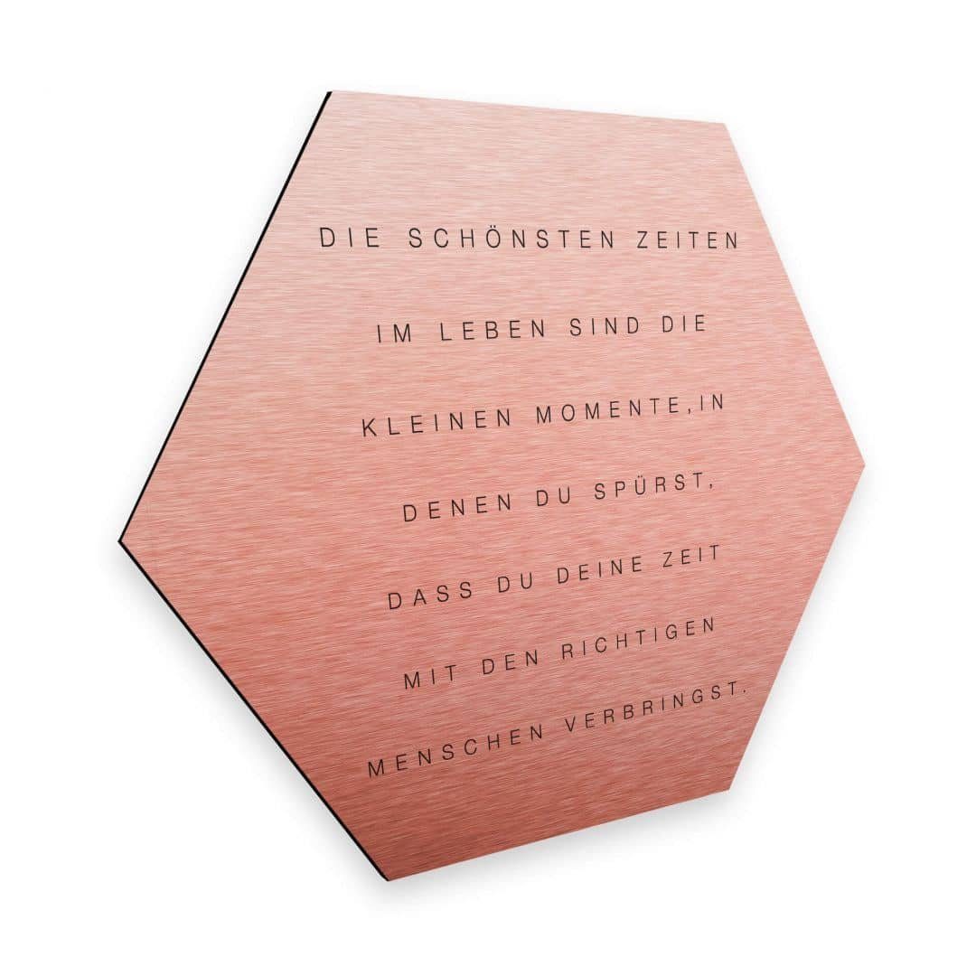 K&L Wall Art Alu-Dibond-Druck Metalloptik Poster Rosa Kupfer Die schönsten Zeiten, Aluminium Wandbild modern