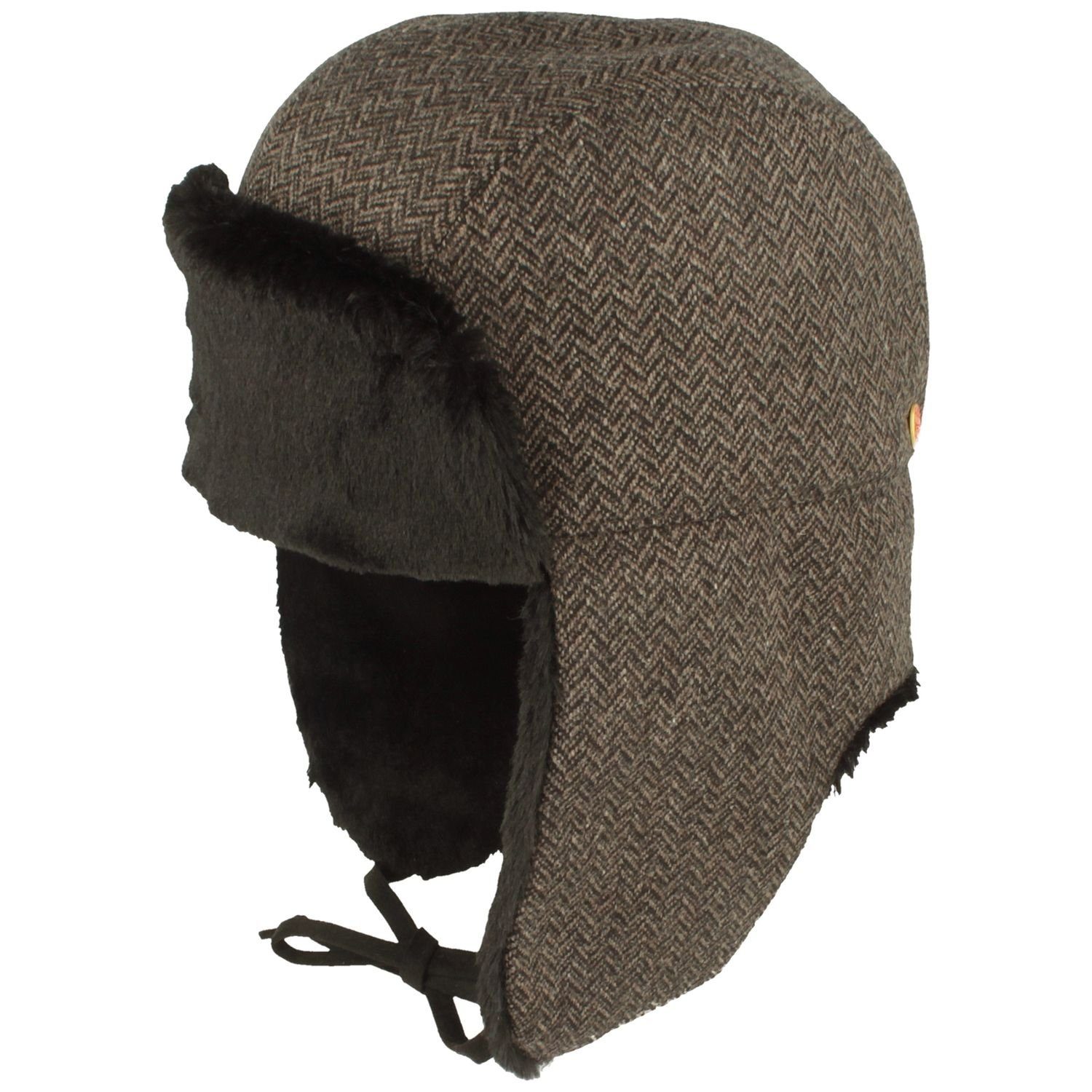 Mayser Schirmmütze Fliegermütze aus Wolle mit Ohrenklappen & Kunstfell