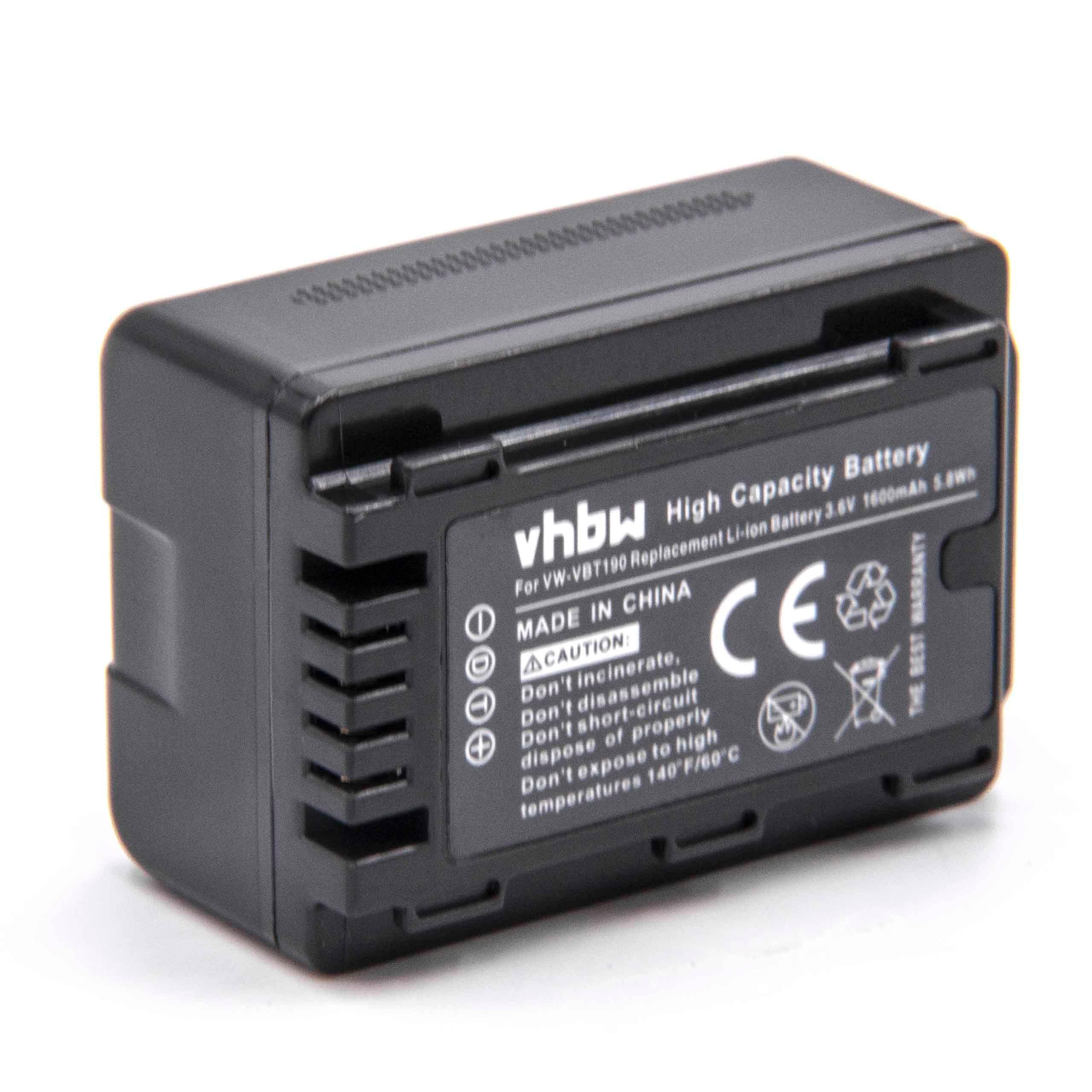 vhbw passend für Panasonic HC-V720M, HC-V720MGK, HC-VX870, HC-VXF999, Kamera-Akku 1600 mAh