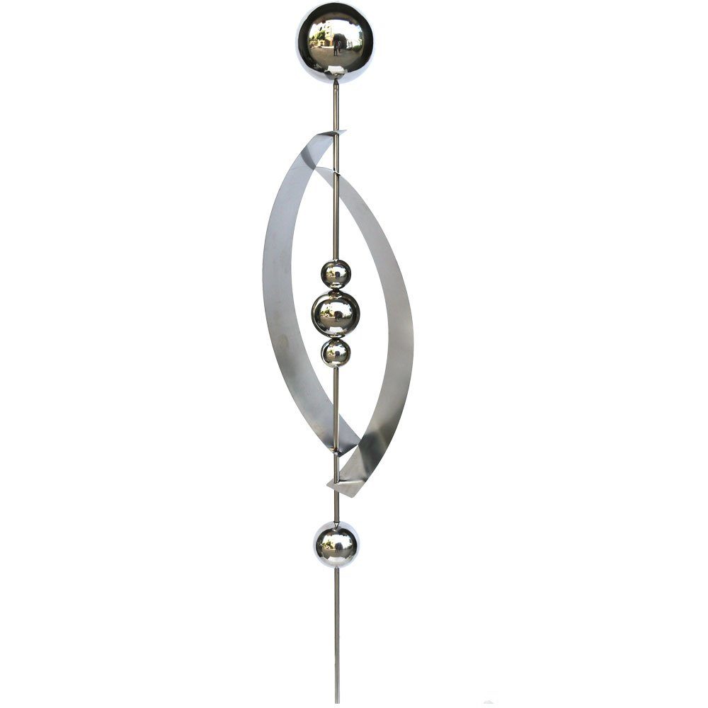 Harms Import Dekoobjekt, Edelstahl Garten Stecker Kugel Design Garten Beet Blumen Topf Außen