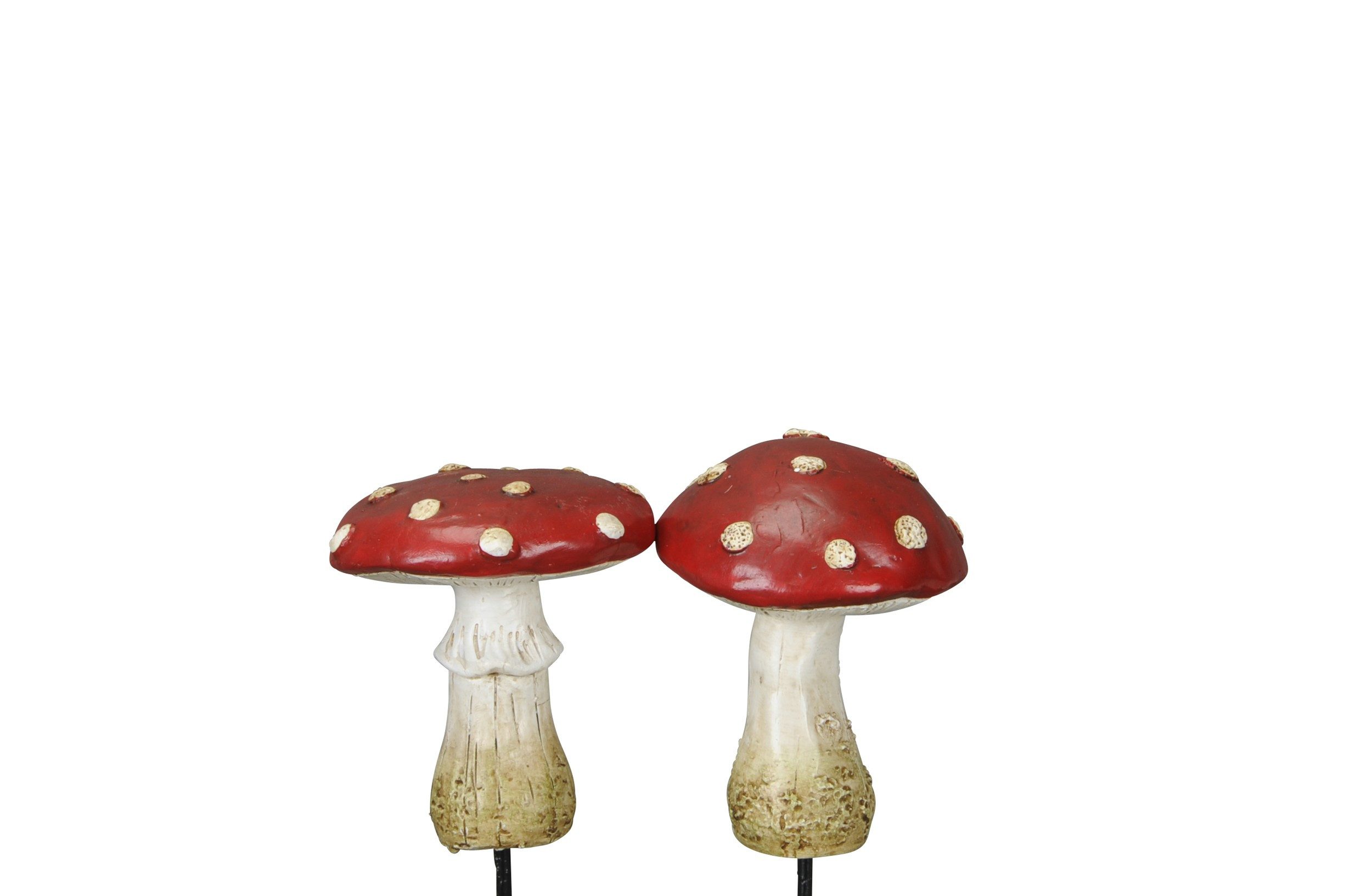 finehomegarden Dekofigur Pilz Polyresin Stecker 2fach sort. Wald rot-weiß Ø8cm H10cm + Stab 5cm (Set, 2 St., 2tlg), Garten Herbst Fliegenpilz Dekoration
