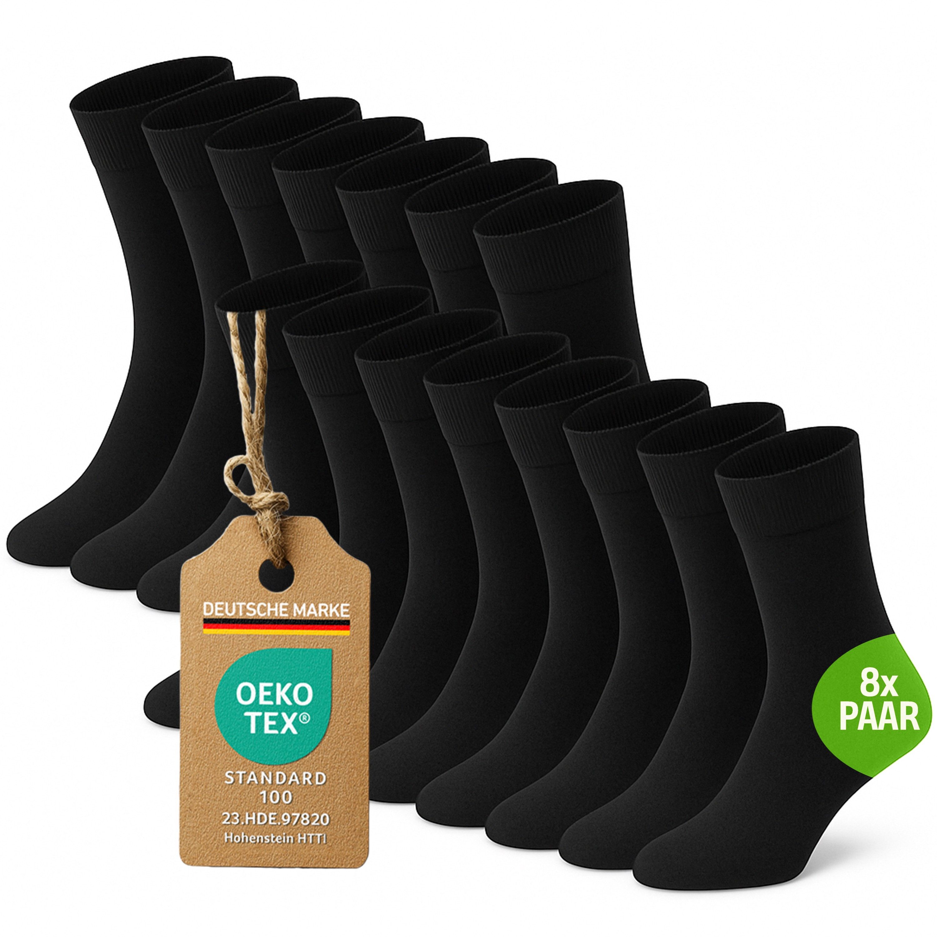Businesssocken Socken Herren lange Socken 8 Paar schwarz Business Socken Baumwolle