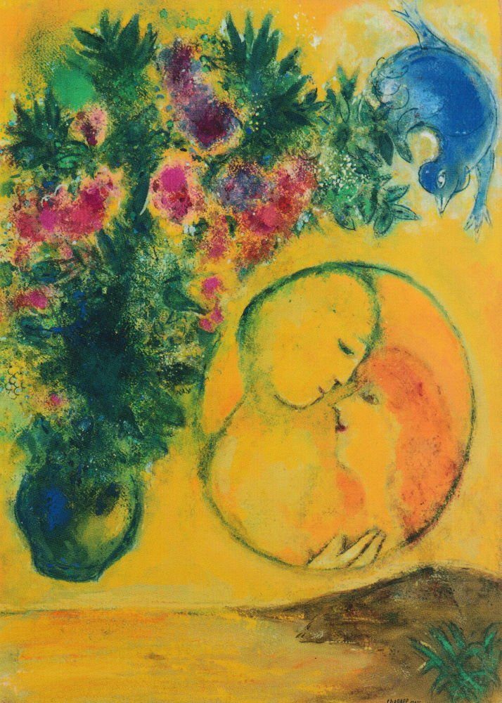 Postkarte Kunstkarte Marc Chagall "Sonne und Mimosen"