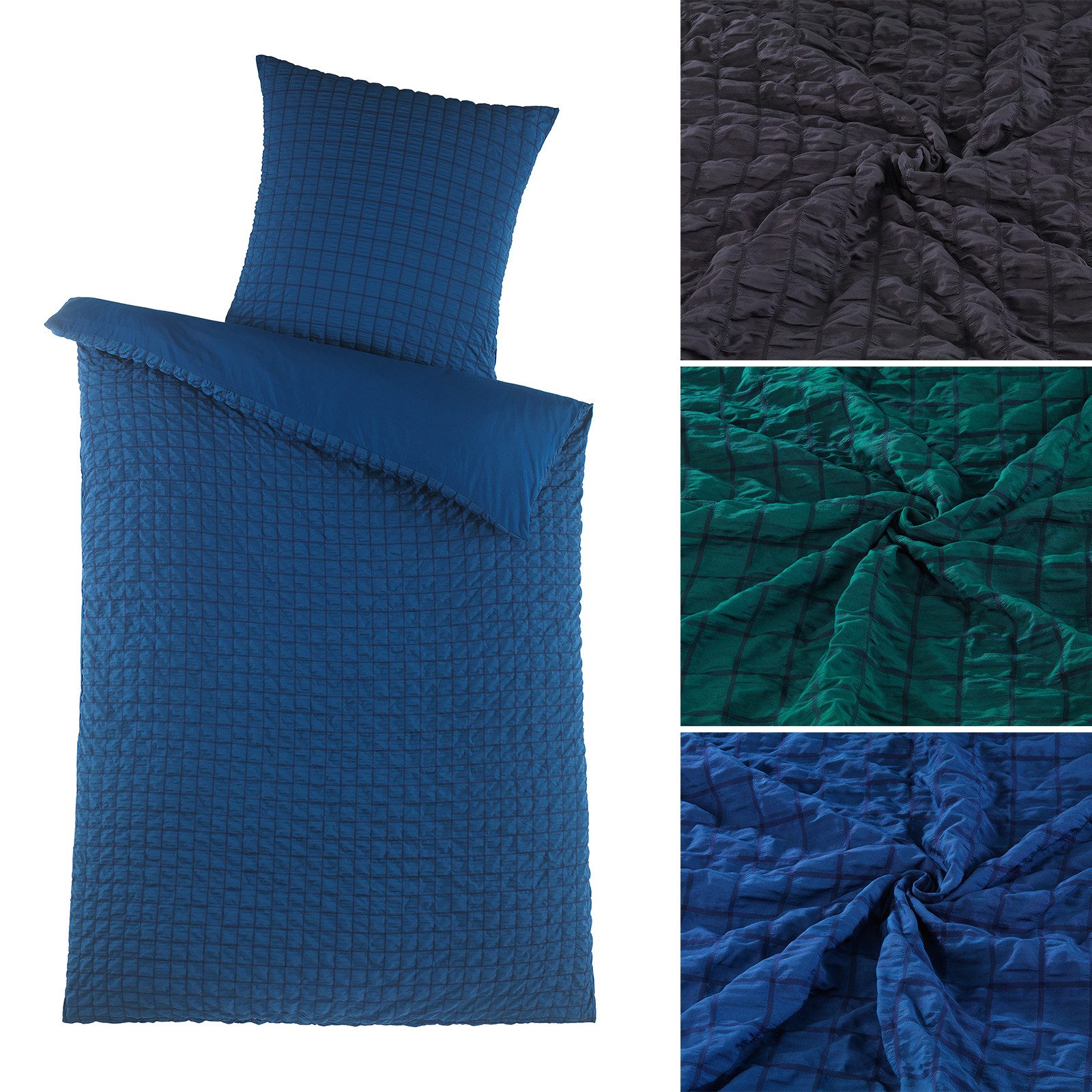 Visaggio Bettwäsche Seersucker Bettbezug Set Quadrat Gestreift, Seersucker, günstig online kaufen