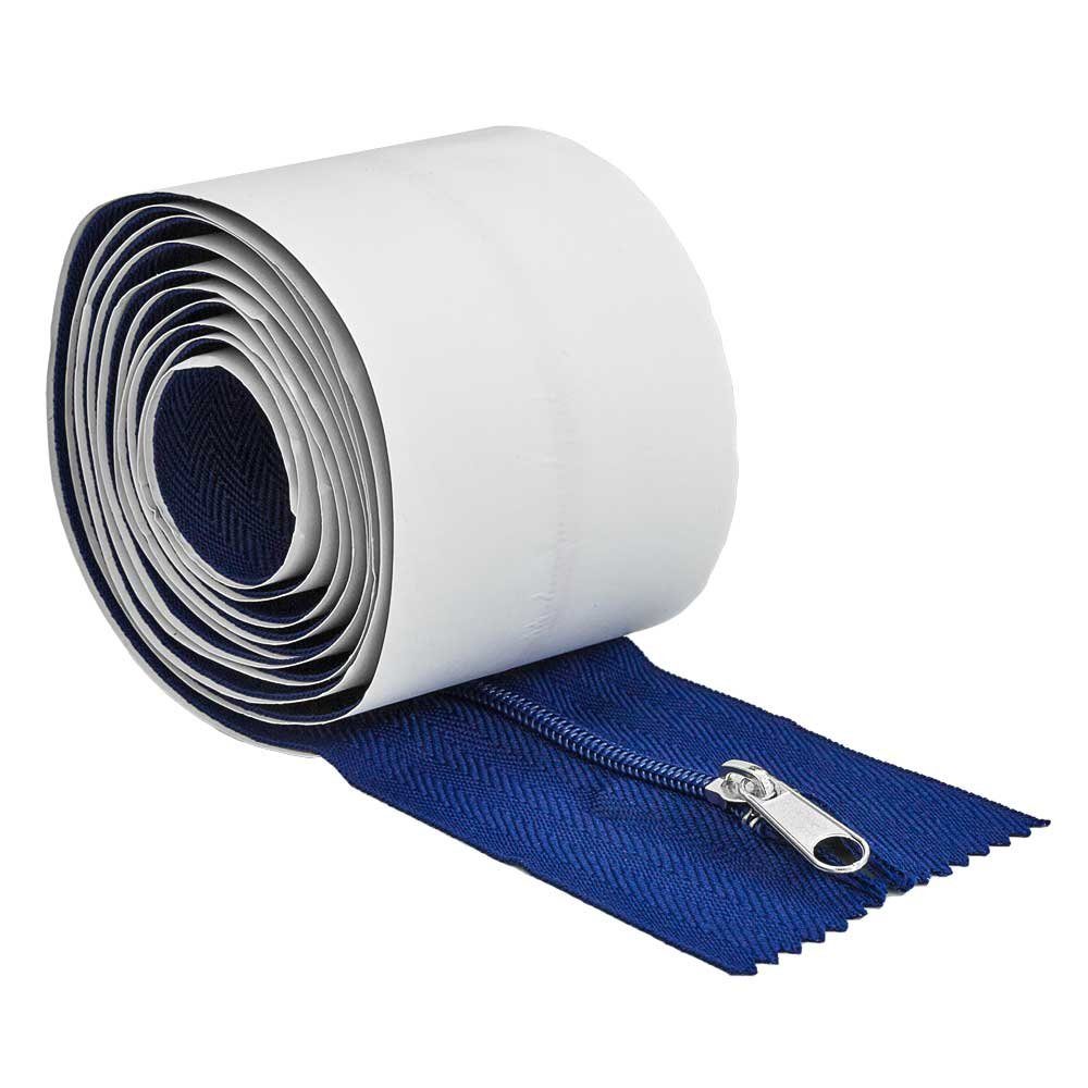 ALLEGRA Staubschutztür Reißverschluss selbstklebend (blau) 215 x 7,5 cm, klebend, Hochwertig, selbstklebend, stark haftend und beständig