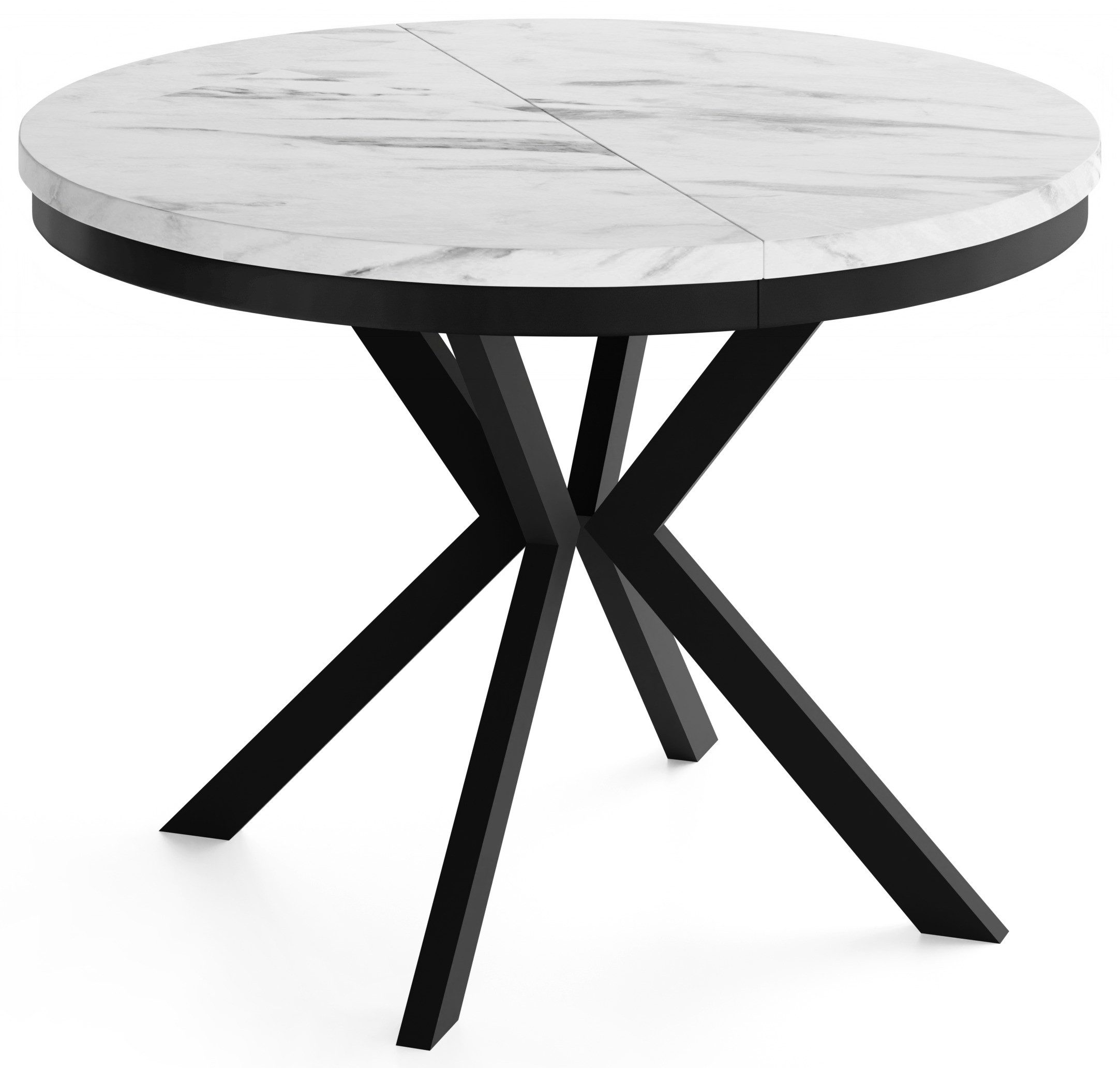 WFL GROUP Esstisch Ross ausziehbar rund industrial mit schwarzen Metallbeinen (MADE IN EU, erhältlich in 3 Größen – 90/100/120 cm ausziehbar auf 170/180/200 cm) – Bild 2 von 5
