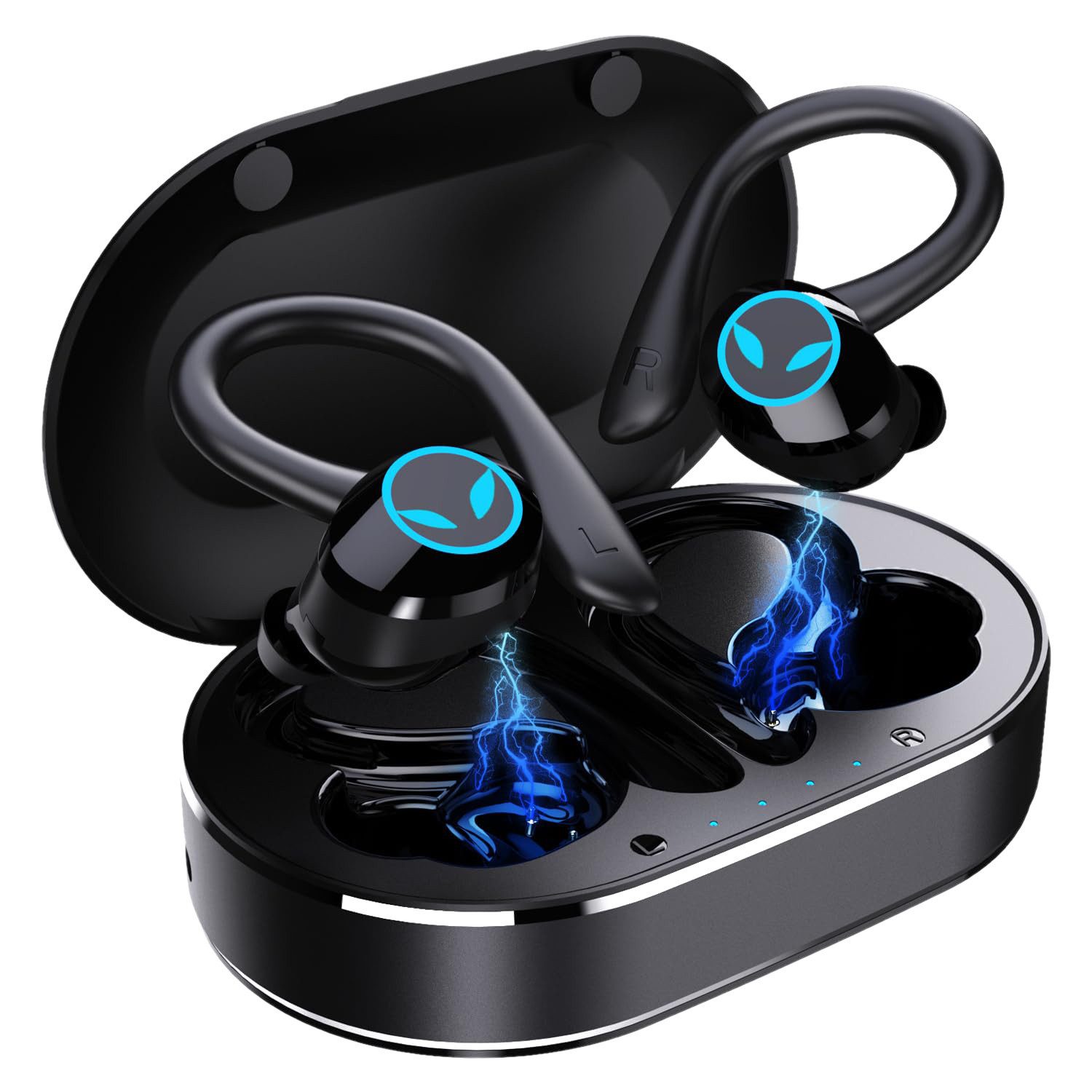 MOPUEA In-Ear-Kopfhörer Bluetooth Kopfhörer Sport, Bluetooth Headset Kabellos In-Ear-Kopfhörer (Bluetooth 5.1 Sport-Kopfhörer, Wasserdicht, Enthält ein Ladecase und drei Paar Silikon-Ohrstöpsel, Rauschunterdruckung,Stereo,Voice Assistant,für Fahren/Arbeit/Geschäft)