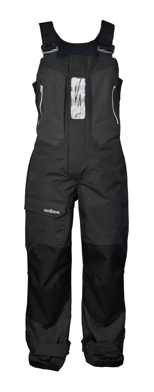 crazy4sailing Outdoorhose Stavanger atmungsaktive Regenhose Latzhose mit Besatz an Knie und Gesäß