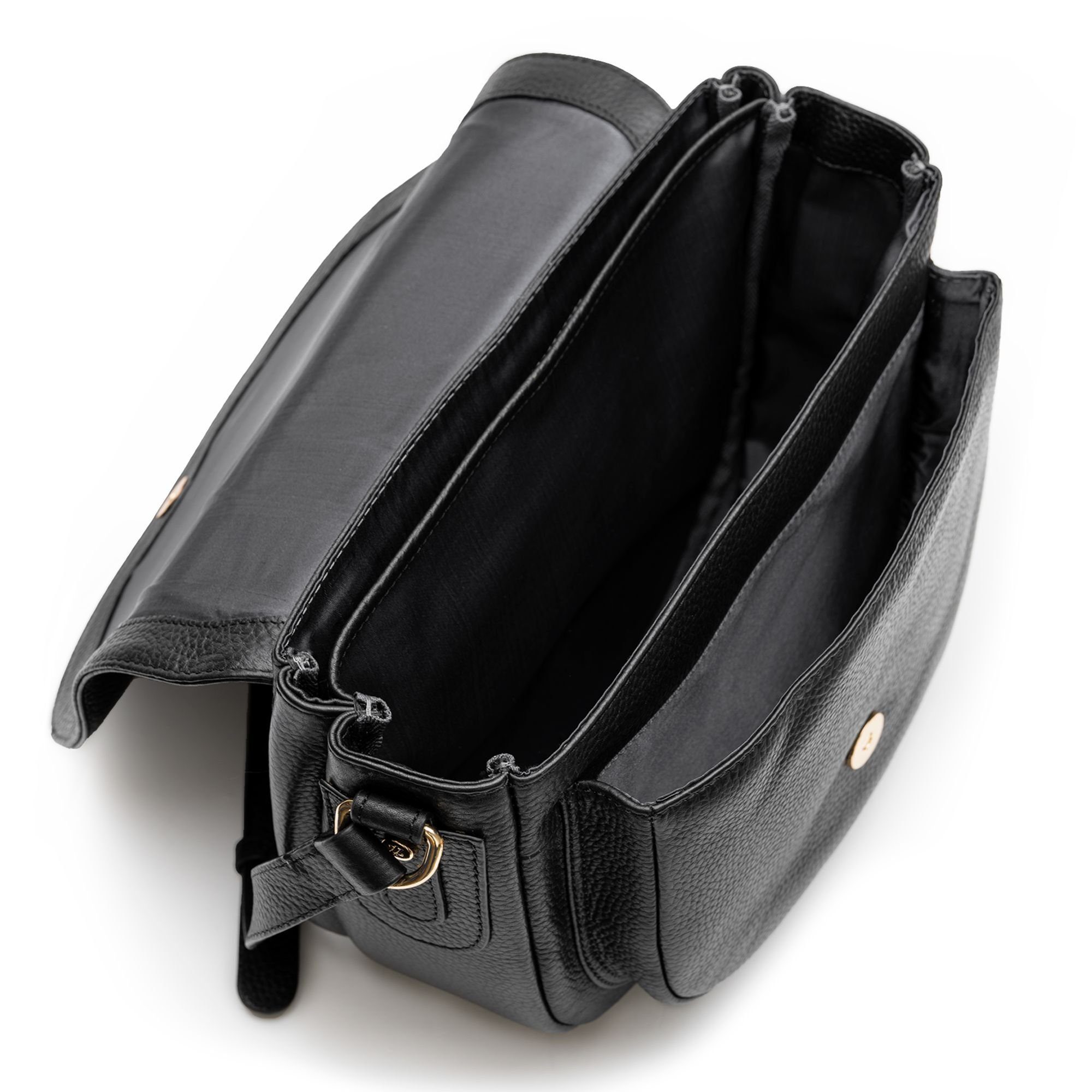 Bologna black Lazarotti Leather, Umhängetasche Leder