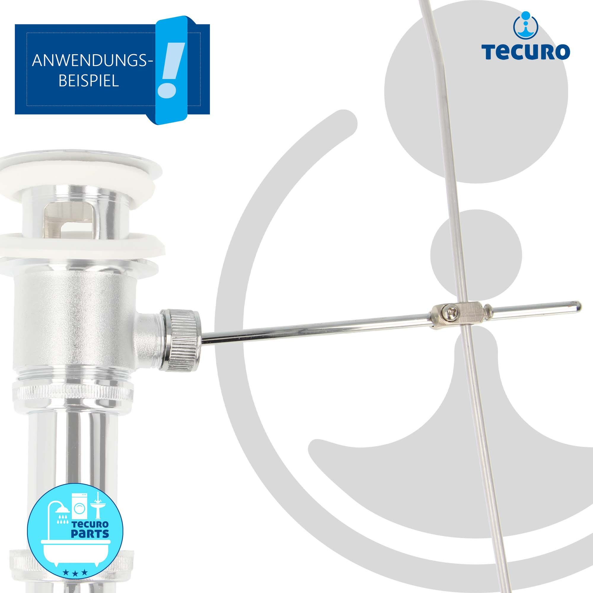 tecuro Ablaufventil Zugstange, verchromt - für Exzenter Ab- und Überlaufgarnitur