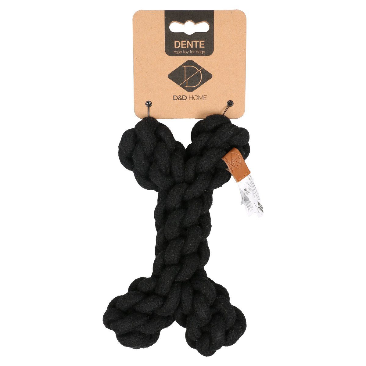 D&D Spielknochen Hundespielzeug Dente Knochen Spielseil schwarz