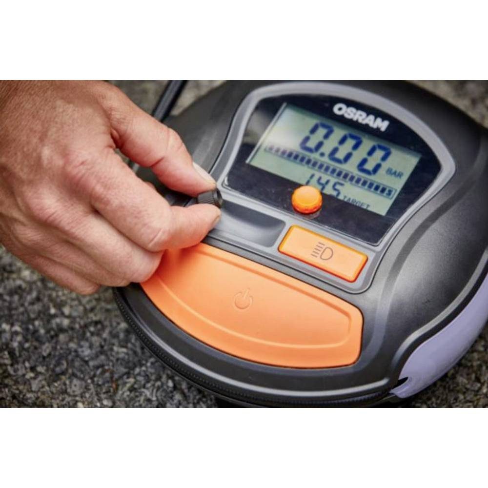 Osram Kompressor Digitales Reifenfüllgerät TYREinflate 1000, Digitales Display, Überlastungsschutz, mit Arbeitslampe, Kabelfach/-au