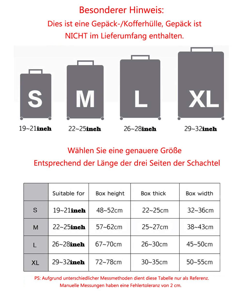 Agger Kofferhülle Elastische Koffer-Abdeckungen Passend für 18-32 Zoll,Luftfahrzeugdruck, Gepäckabdeckungen für Koffer, Waschbar Schutzhaube für Koffer