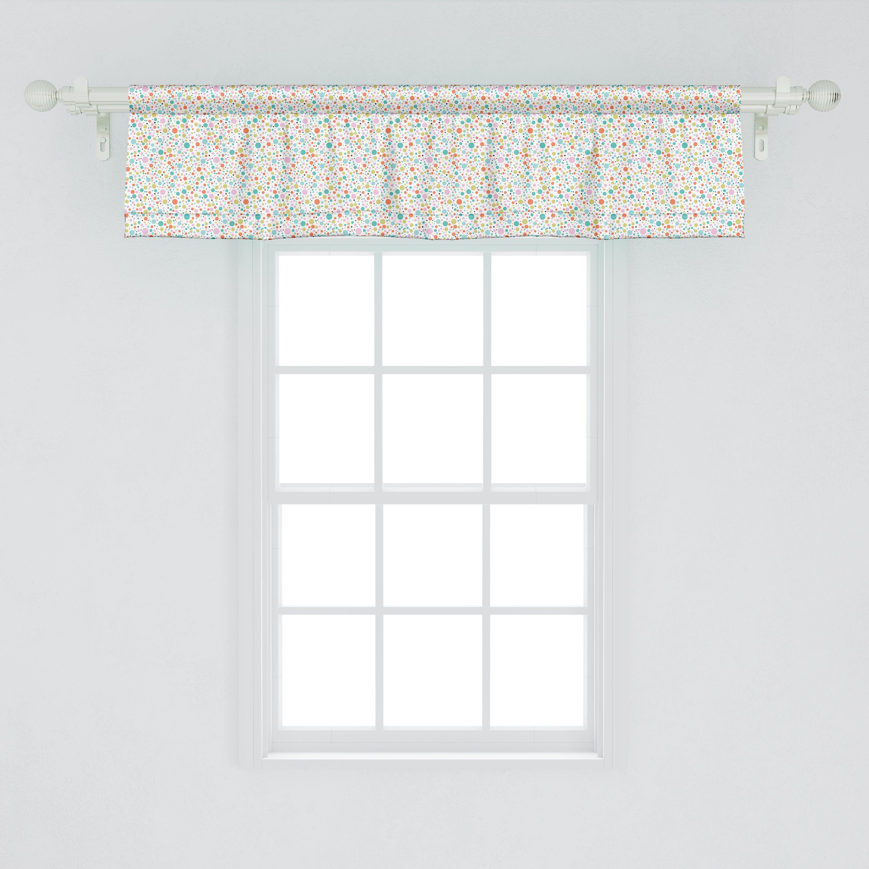 Volant Vorhang Runden Microfaser, Kindisch Scheibengardine für Küche Abakuhaus, Kreative Stangentasche, mit Dekor Pastell Schlafzimmer