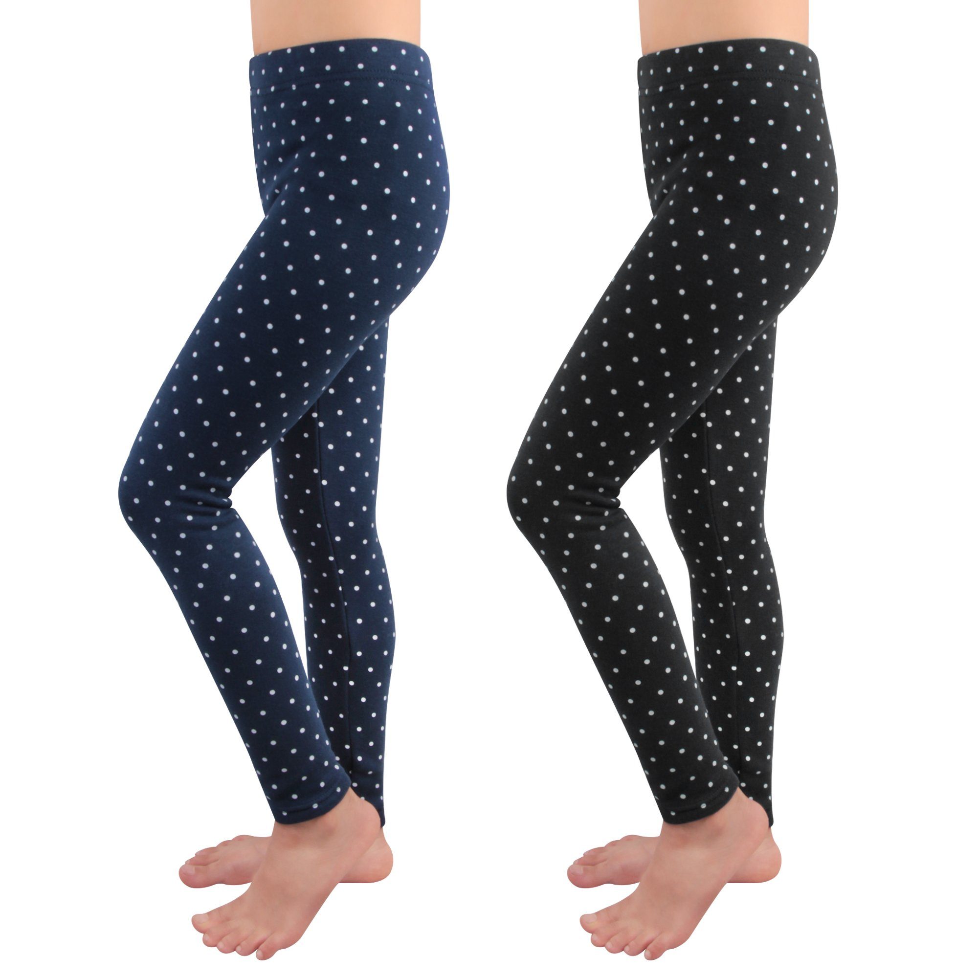 L&K-II Thermoleggings 4603 (1/2/3er-Pack, 2-tlg., 2er-Pack) gefütterte Winter Leggings Mädchen mit Punktmuster