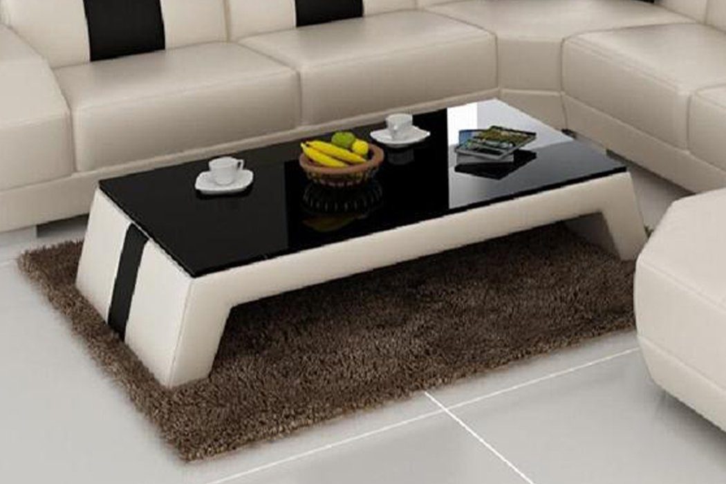 Tisch Design JVmoebel Glastisch Couch Glas Leder Wohnzimmertische Sofa Tische Weiß Couchtisch,