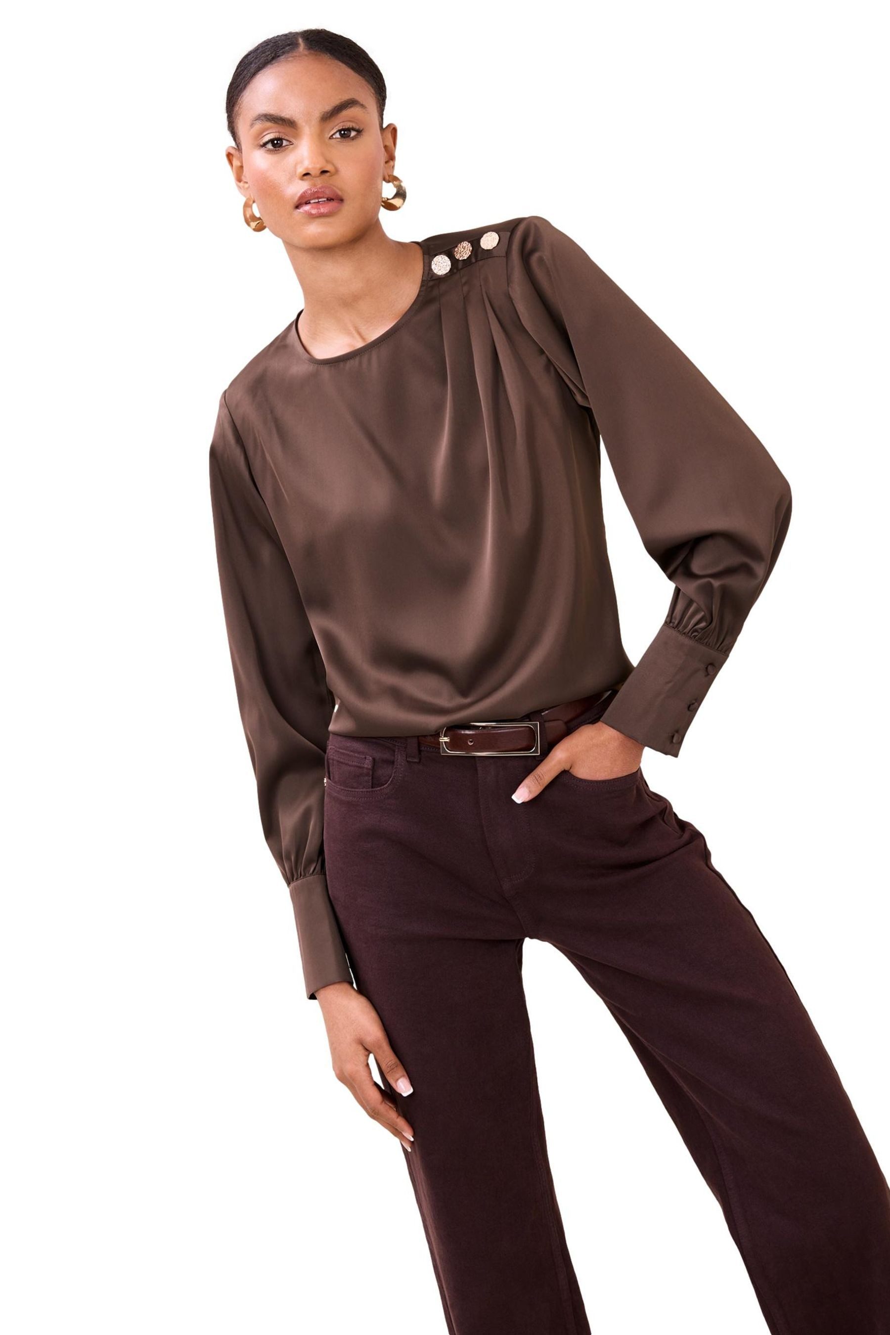 LIPSY Satinbluse Lipsy Satin-Bluse mit Schulterdetail, Regular (1-tlg)