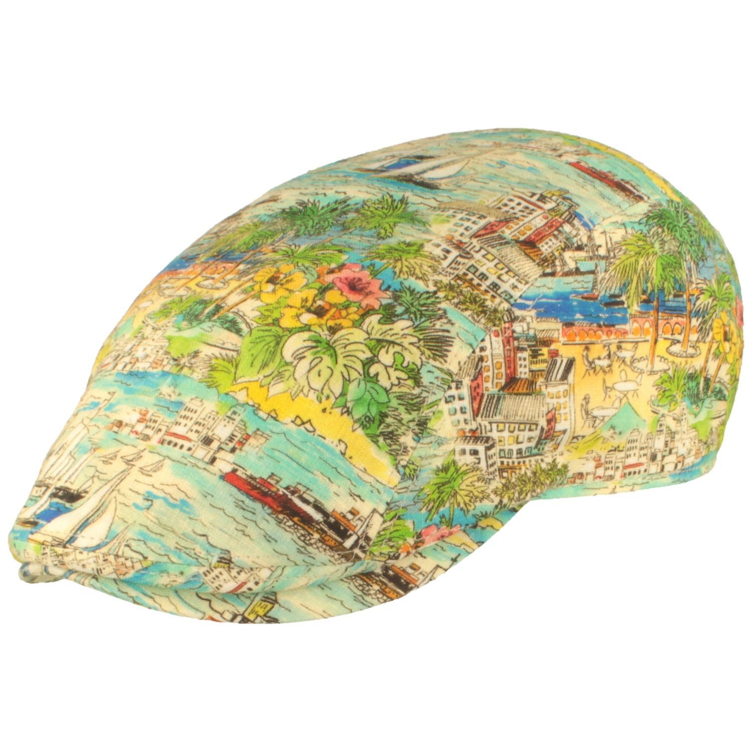 Göttmann Schiebermütze Schiebermütze Richmond mit Landschaftsprint aus Leinen