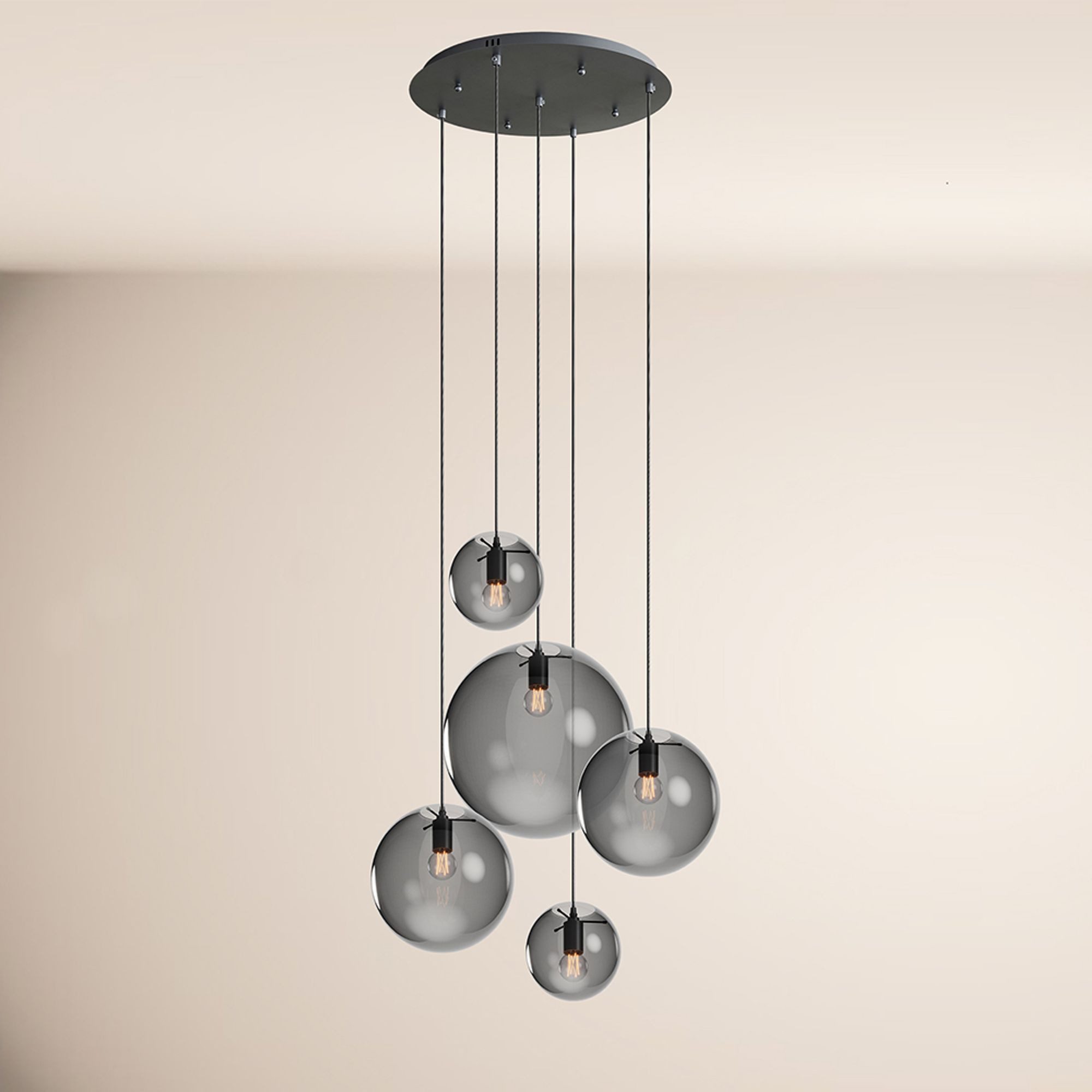 s.luce Pendelleuchte Orb 5-flammige Galerielampe Modular