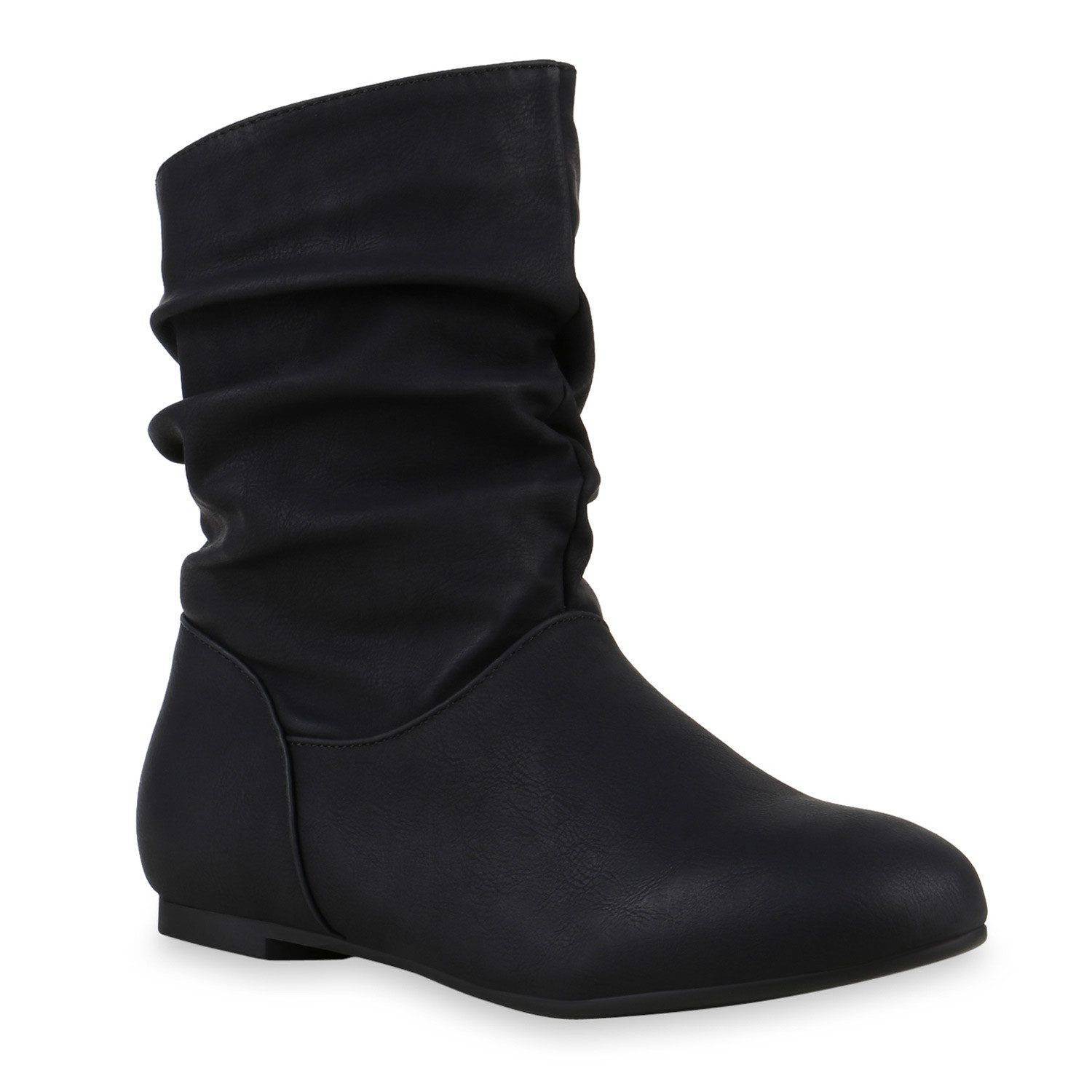 VAN HILL 902283 Schlupfboots Damen Schlupfstiefel Leder-Optik Stiefeletten Bequeme