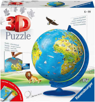 Ravensburger Puzzleball Kinderglobus in deutscher Sprache, 180 Puzzleteile, Made in Europe, FSC® - schützt Wald - weltweit