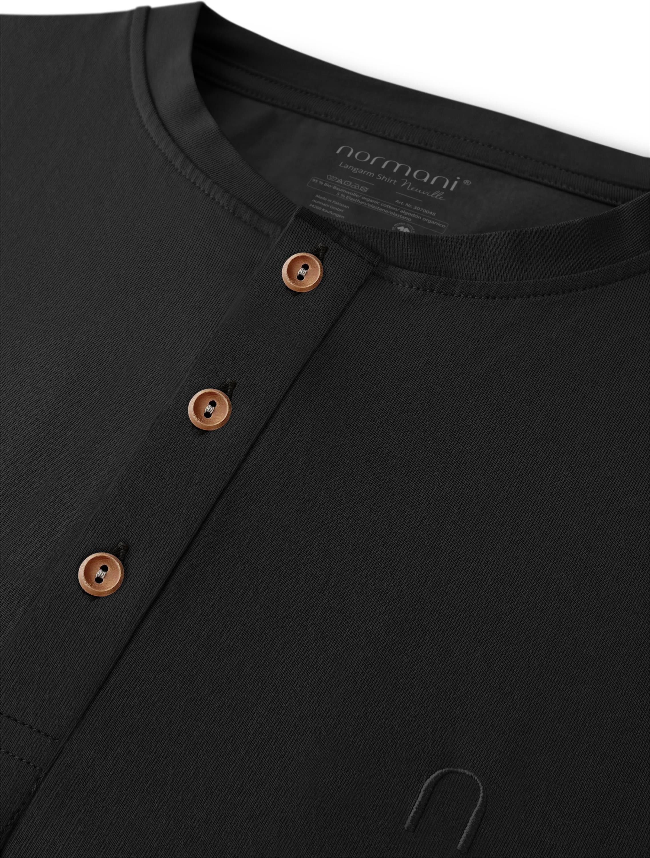 normani Langarmshirt 4er Set Herren Langarm Shirts aus Bio-Baumwolle Basic Henley Shirt für Männer GOTS-zertifiziert – Bild 5 von 5