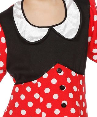 Karneval-Klamotten Kostüm Kinder Minnie Maus-Kostüm mit Maus Ohren Mädchen, Maus Kleid für Mädchen mit Maus-Ohren. Kleid in rot mit weißen Punkten