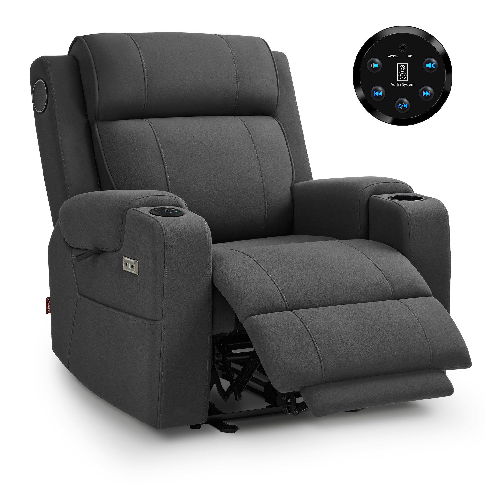 MCombo Relaxsessel M MCombo Fernsehsessel mit Bluetooth-Lautsprechern 7053, mit Liegefunktion, Verstellbare Kopfstütze, Massagefunktion