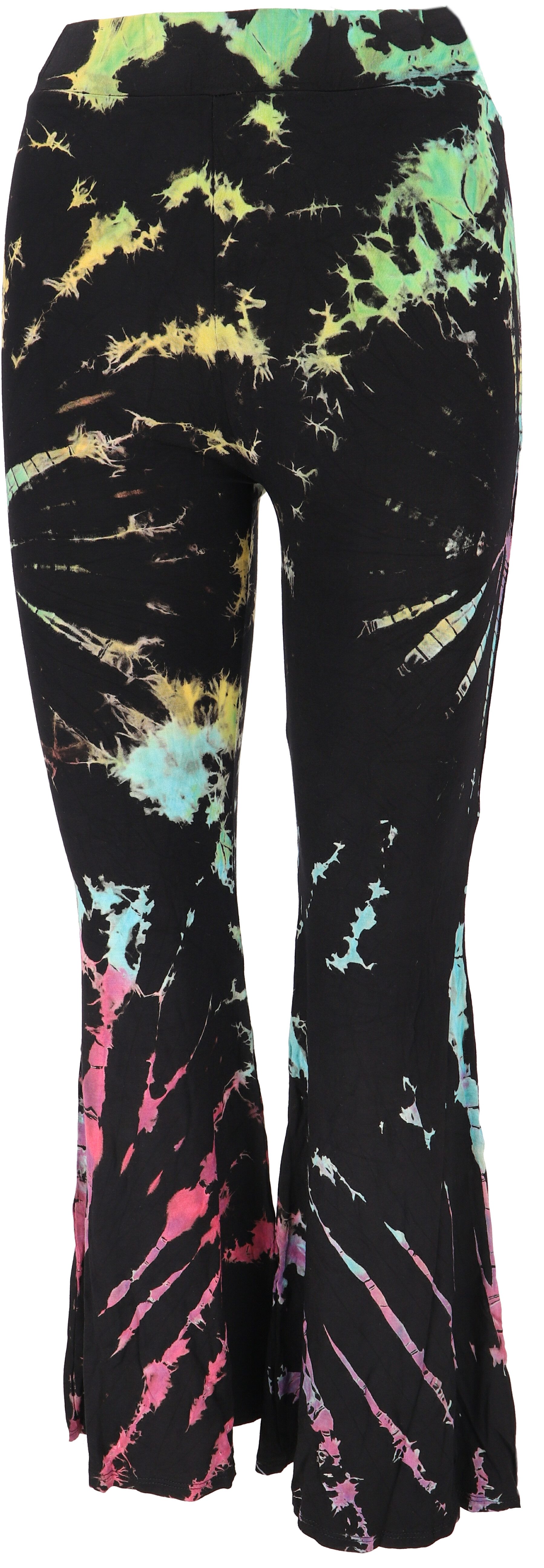 Guru-Shop Hose & Shorts Batik Leggings mit Schlag, Unikat Boho.. alternative Bekleidung