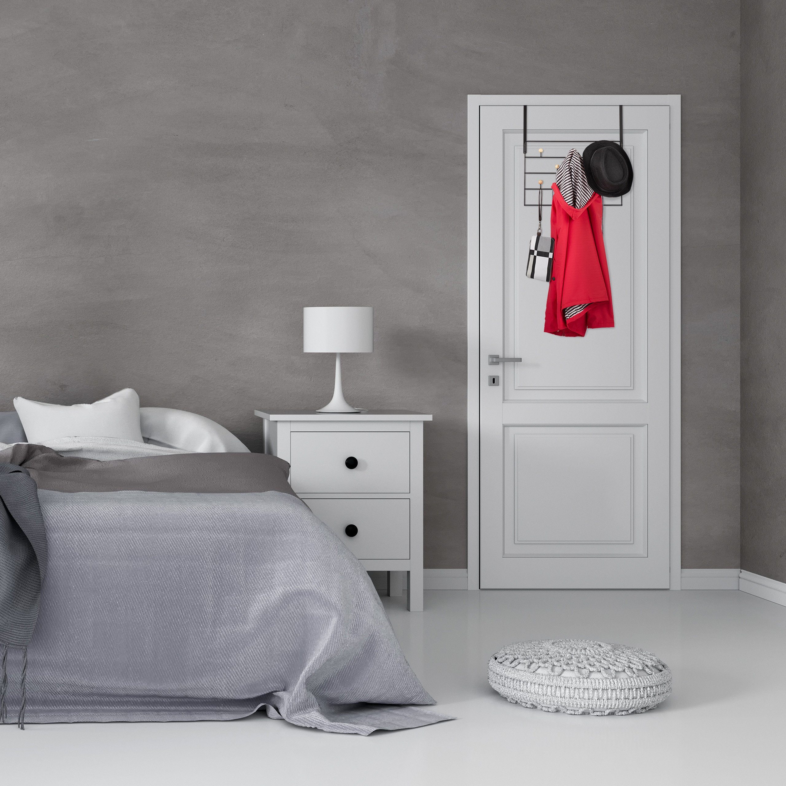 relaxdays Türgarderobe Schwarze Türgarderobe 10 Haken, Stumpfe Türen bis ca. 4 cm, Flur, Schlafzimmer, Jacken, Schals, Handtaschen, Jugendzimmer, Badezimmer, (1 – Bild 5 von 5